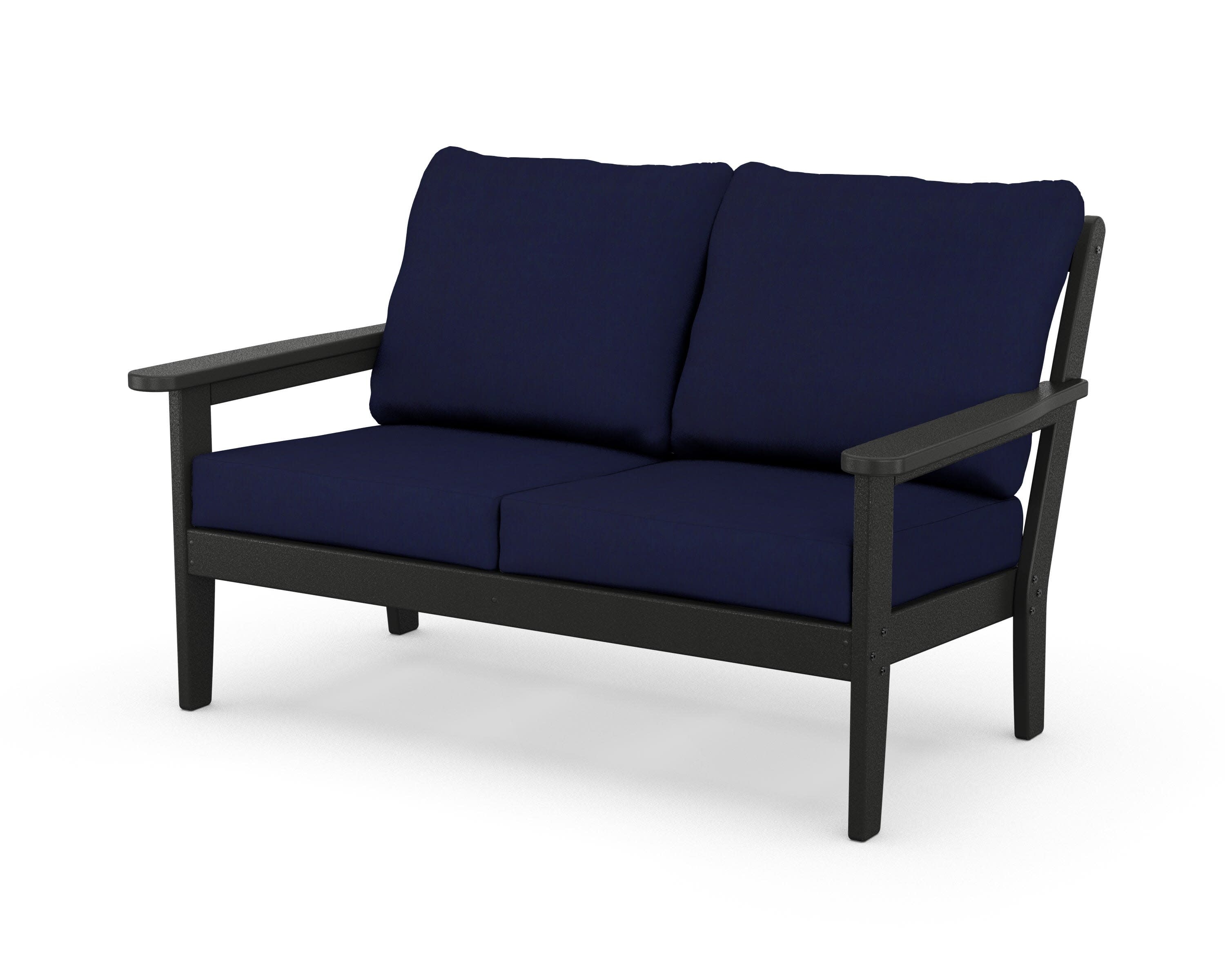 Cottage Deep Seating Loveseat in Black / Navy