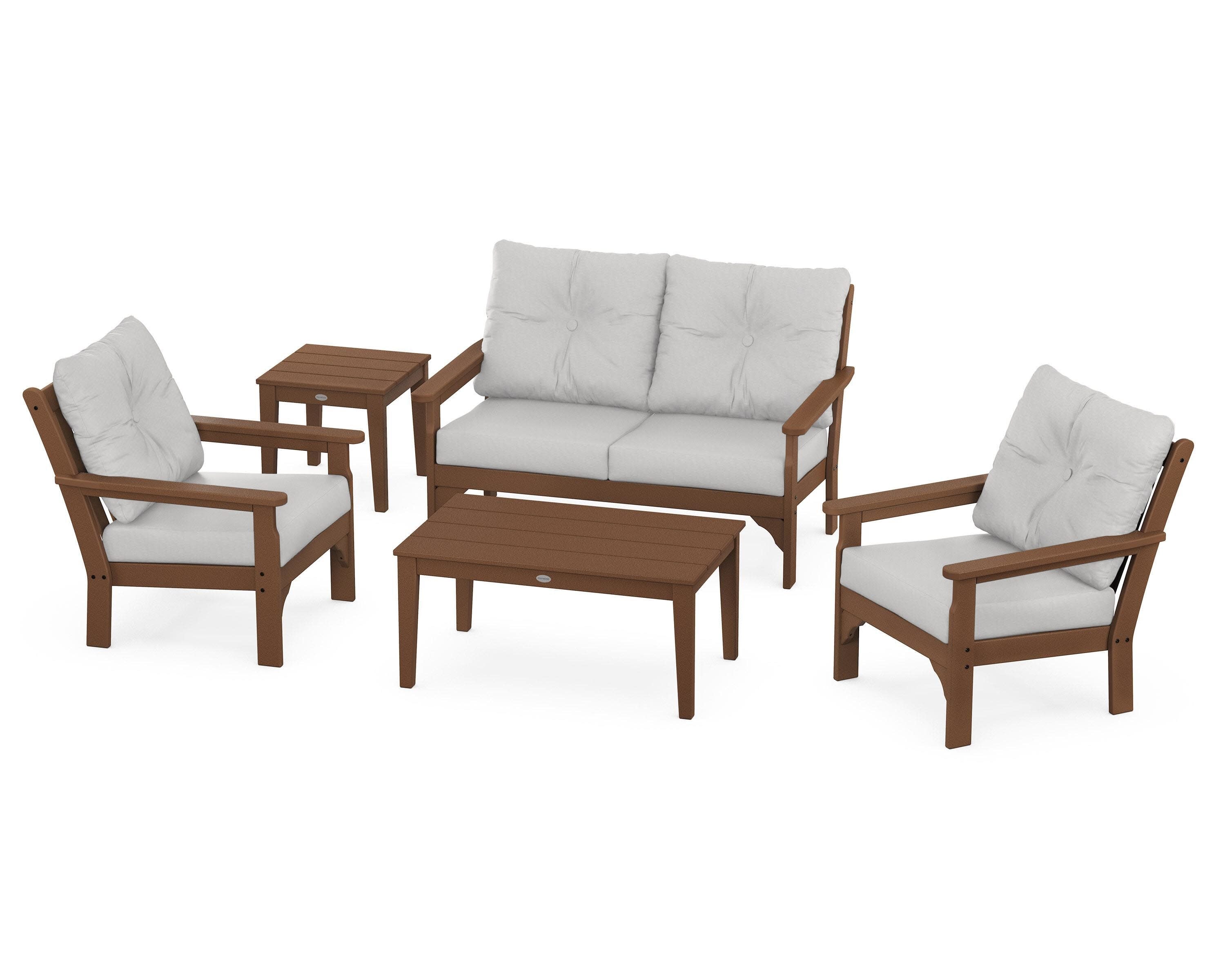 Vineyard 5-Piece Deep Seating Set in Teak / Diamond in the Rough
