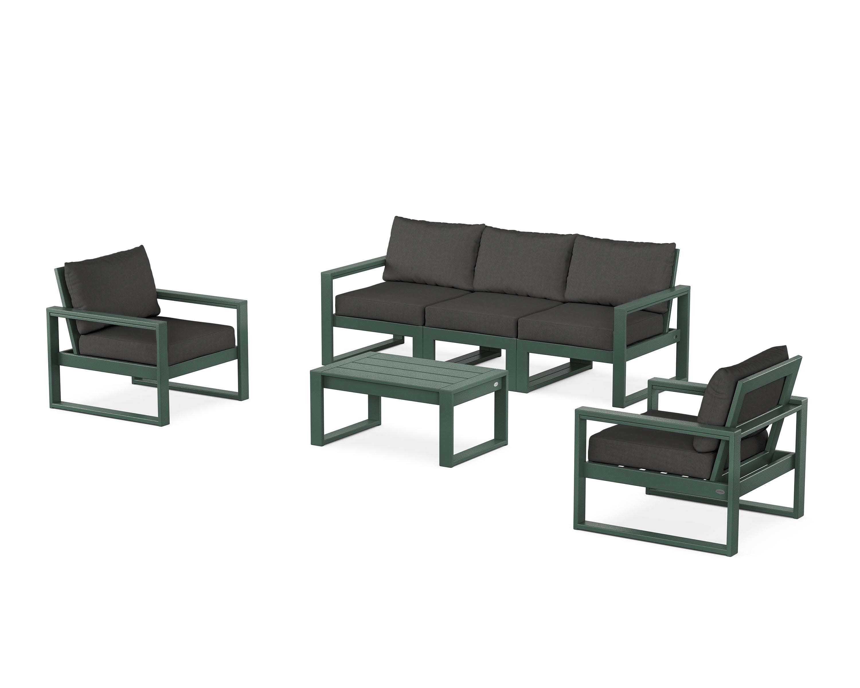 EDGE Sectional 4-Piece Deep Seating Set with Sofa in Green / Spectrum Carbon