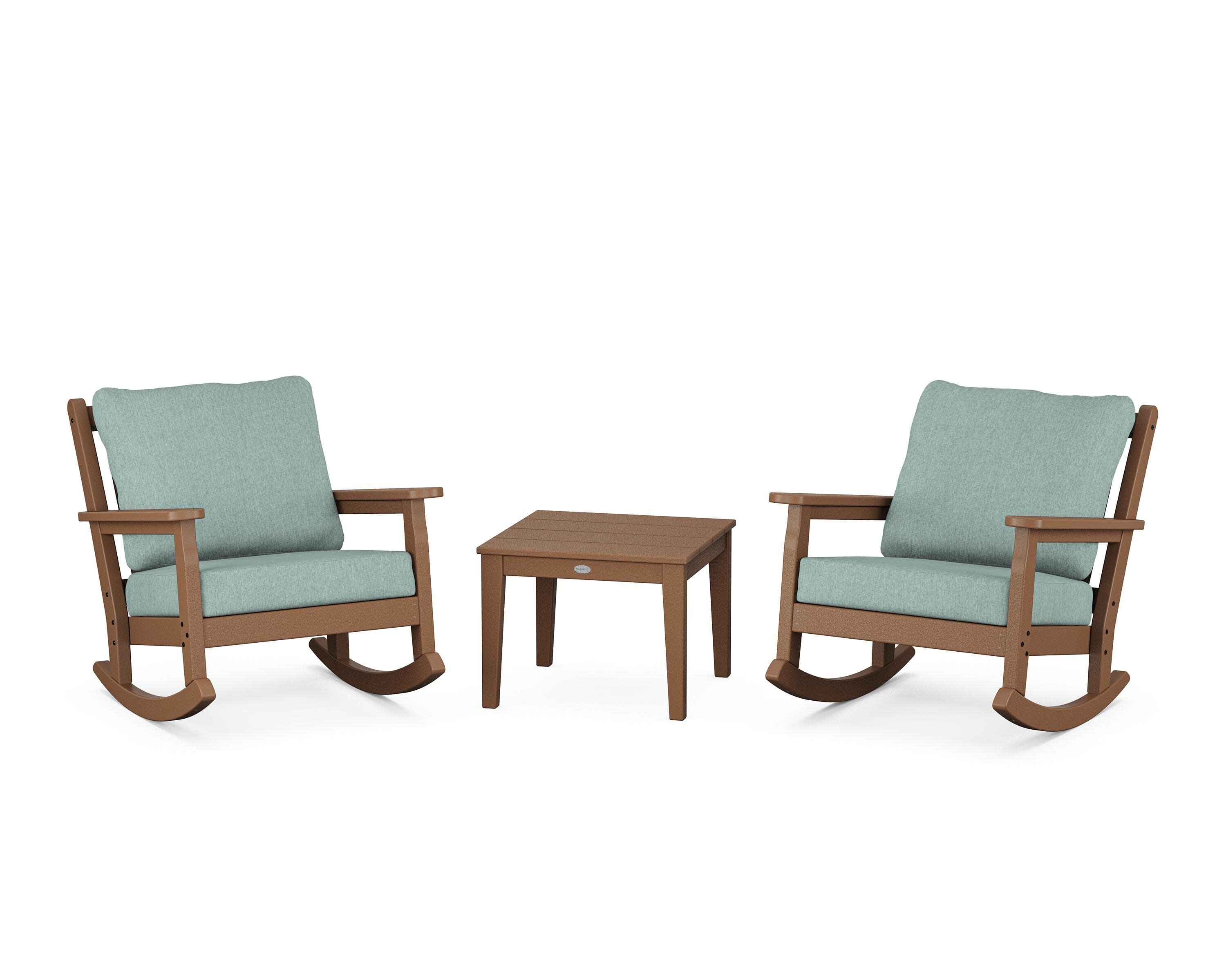 Chippendale 3-Piece Deep Seating Rocker Set in Teak / Glacier Spa