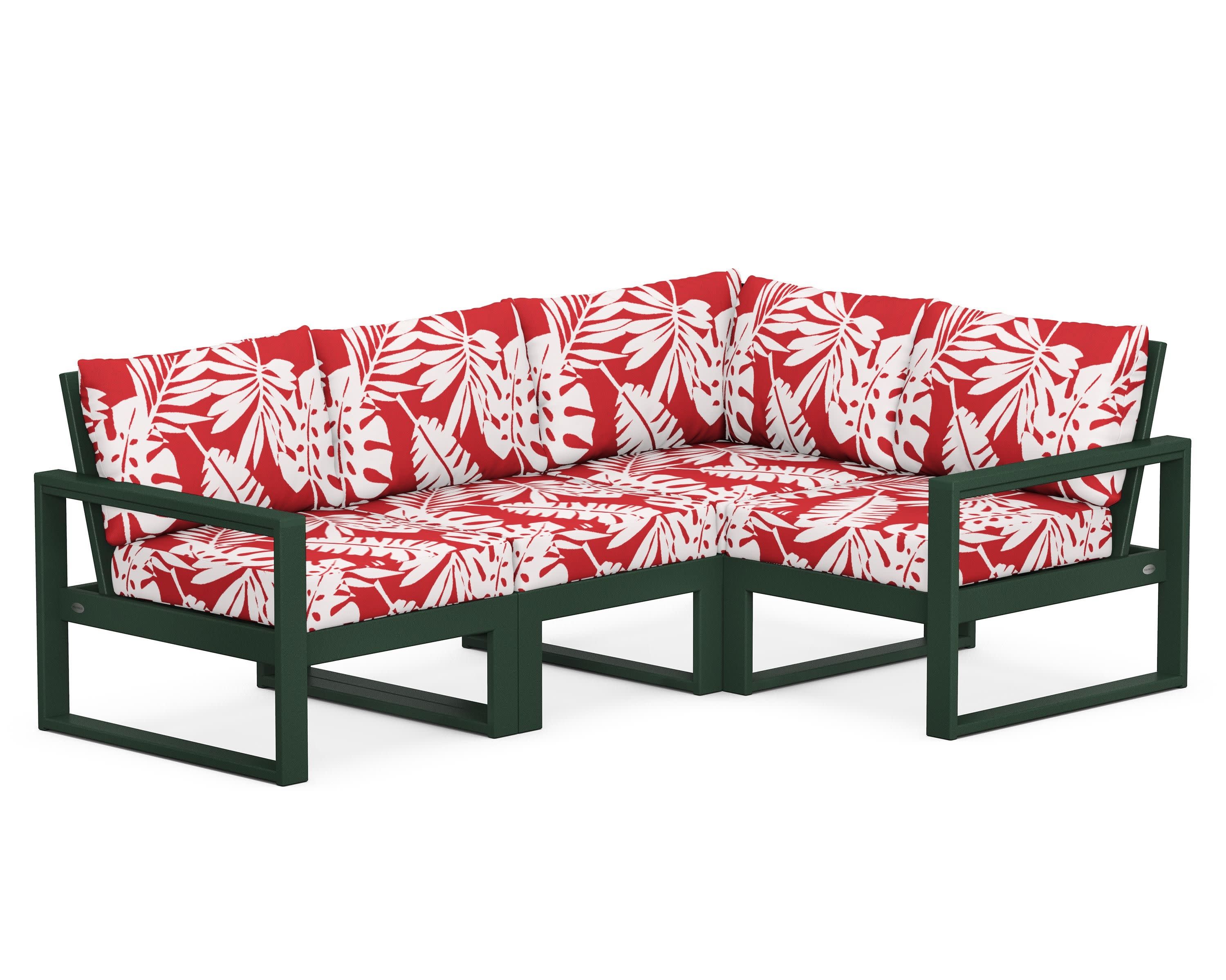 EDGE 4-Piece Modular Deep Seating Set in Green / Leaf Crimson