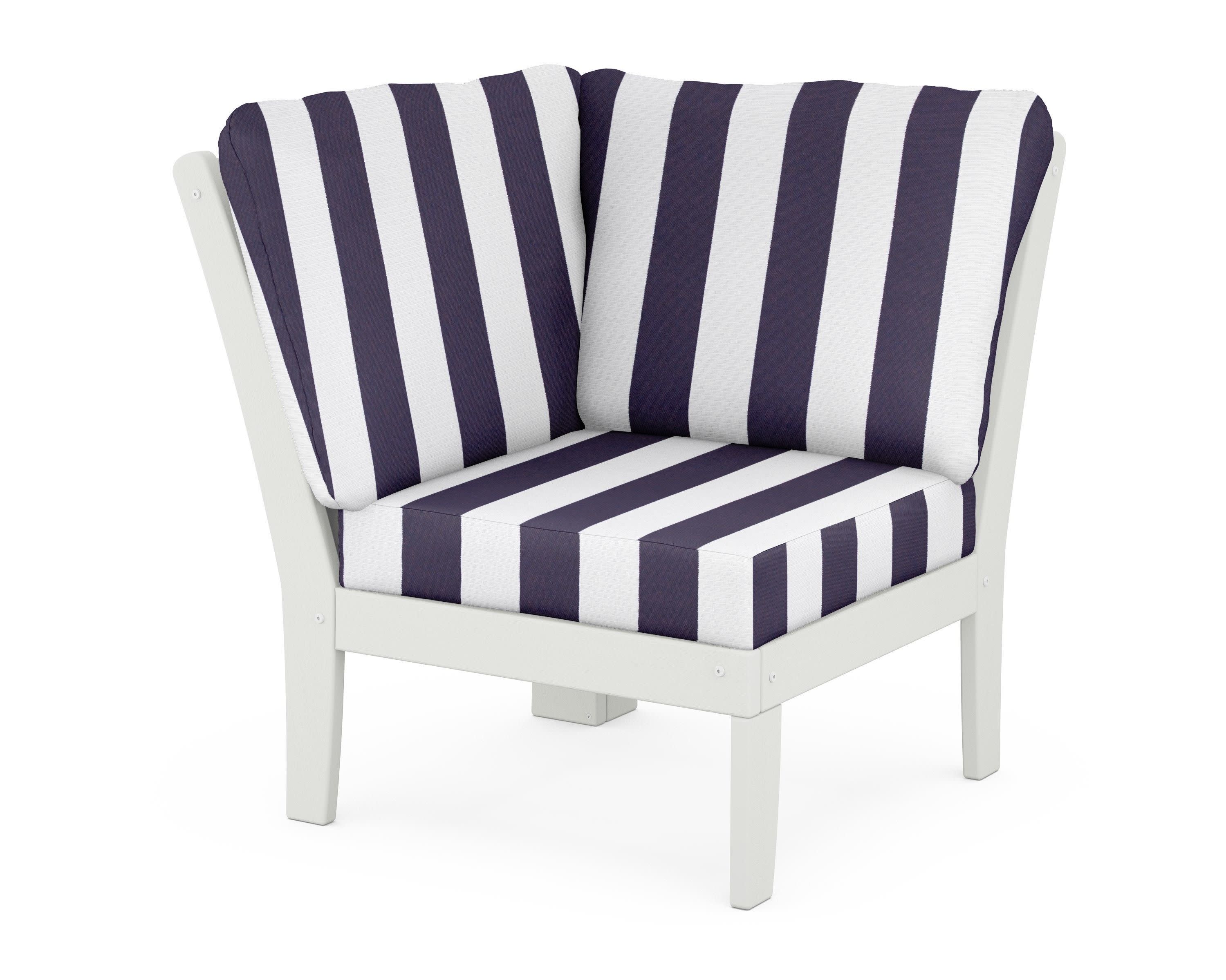 Braxton Modular Corner Chair in Vintage White / Cabana Stripe Navy