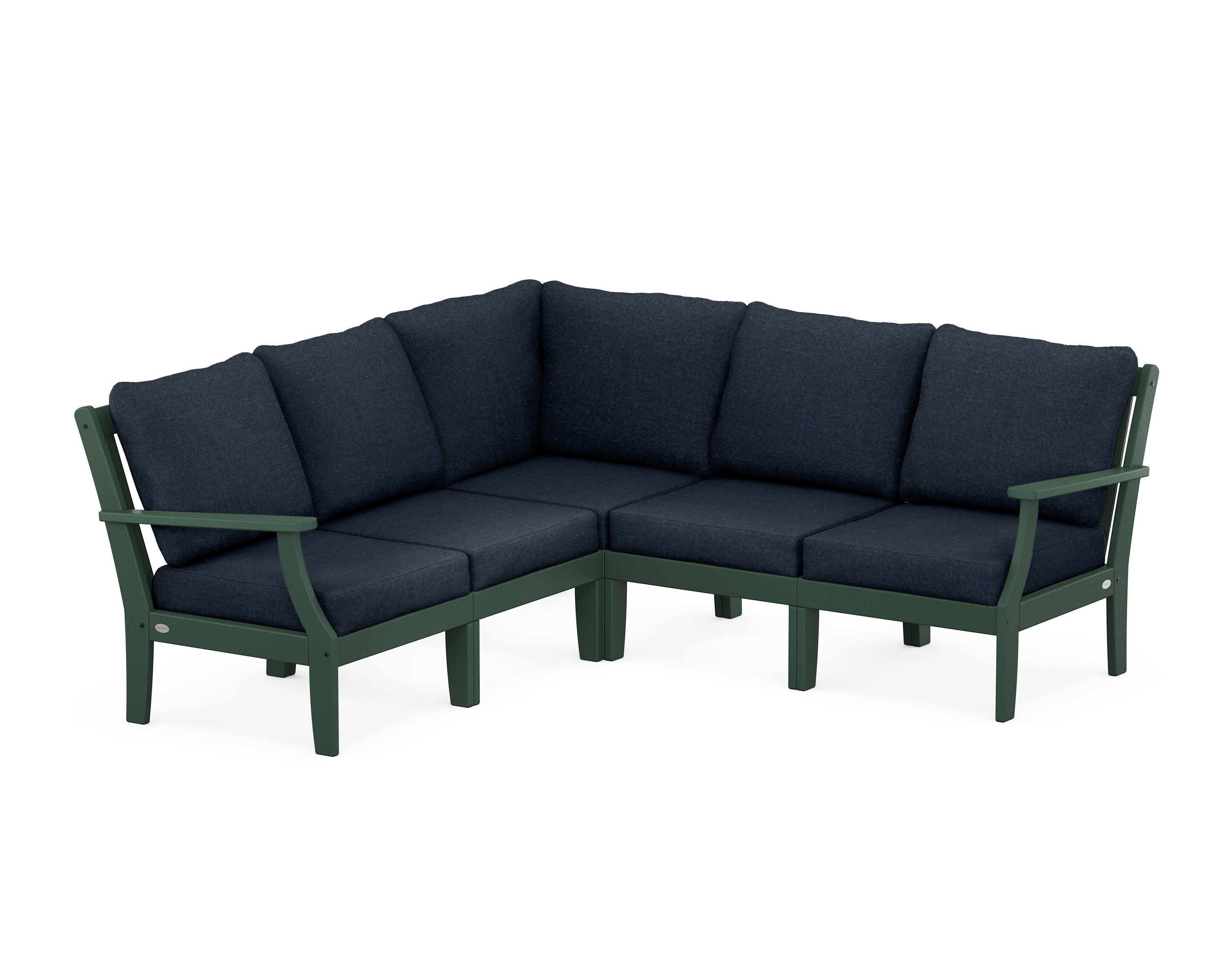 Braxton Modular 5-Piece Deep Seating Set in Green / Marine Indigo