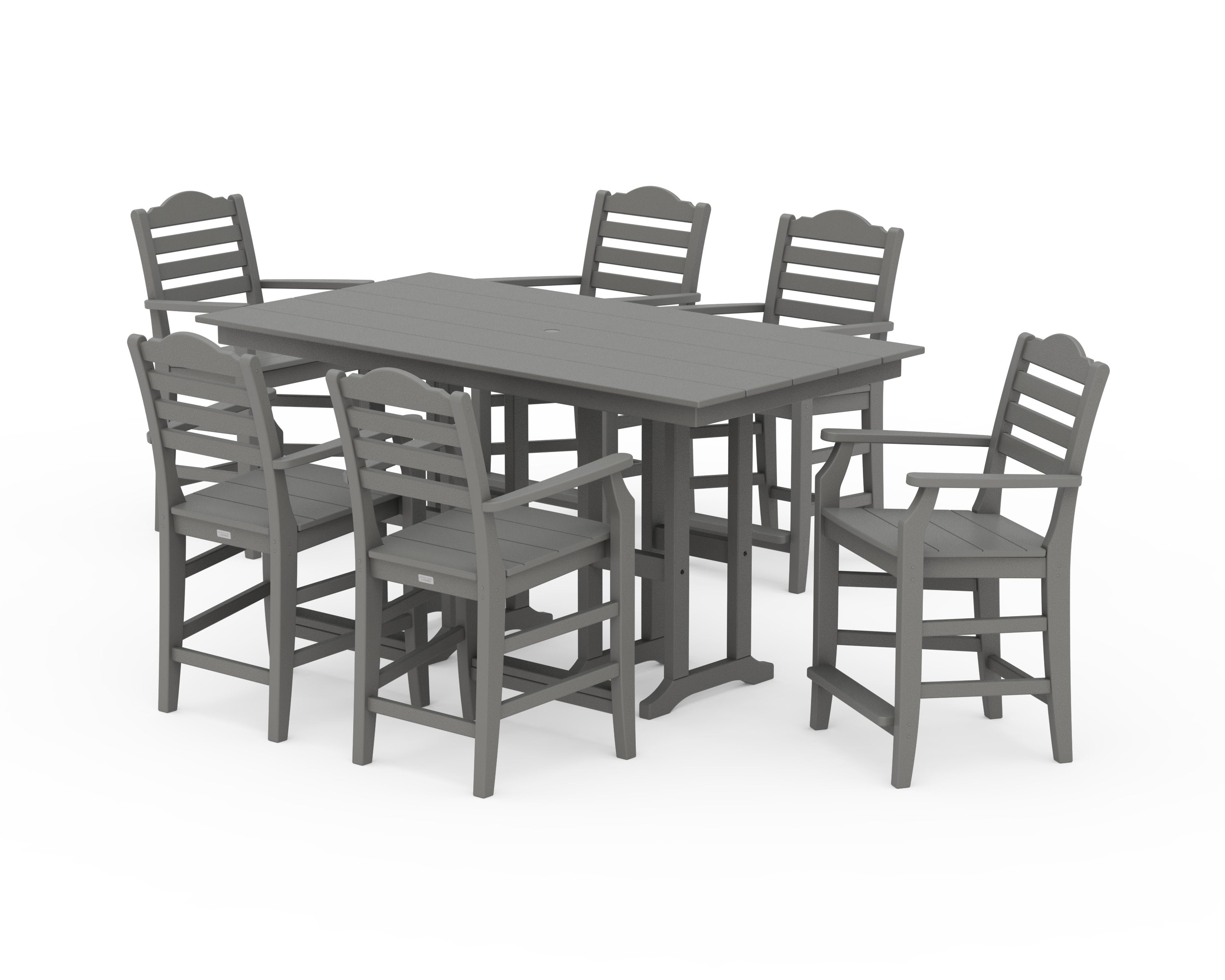 Savannah Arm Chair 7-Piece Farmhouse Counter Set in Slate Grey