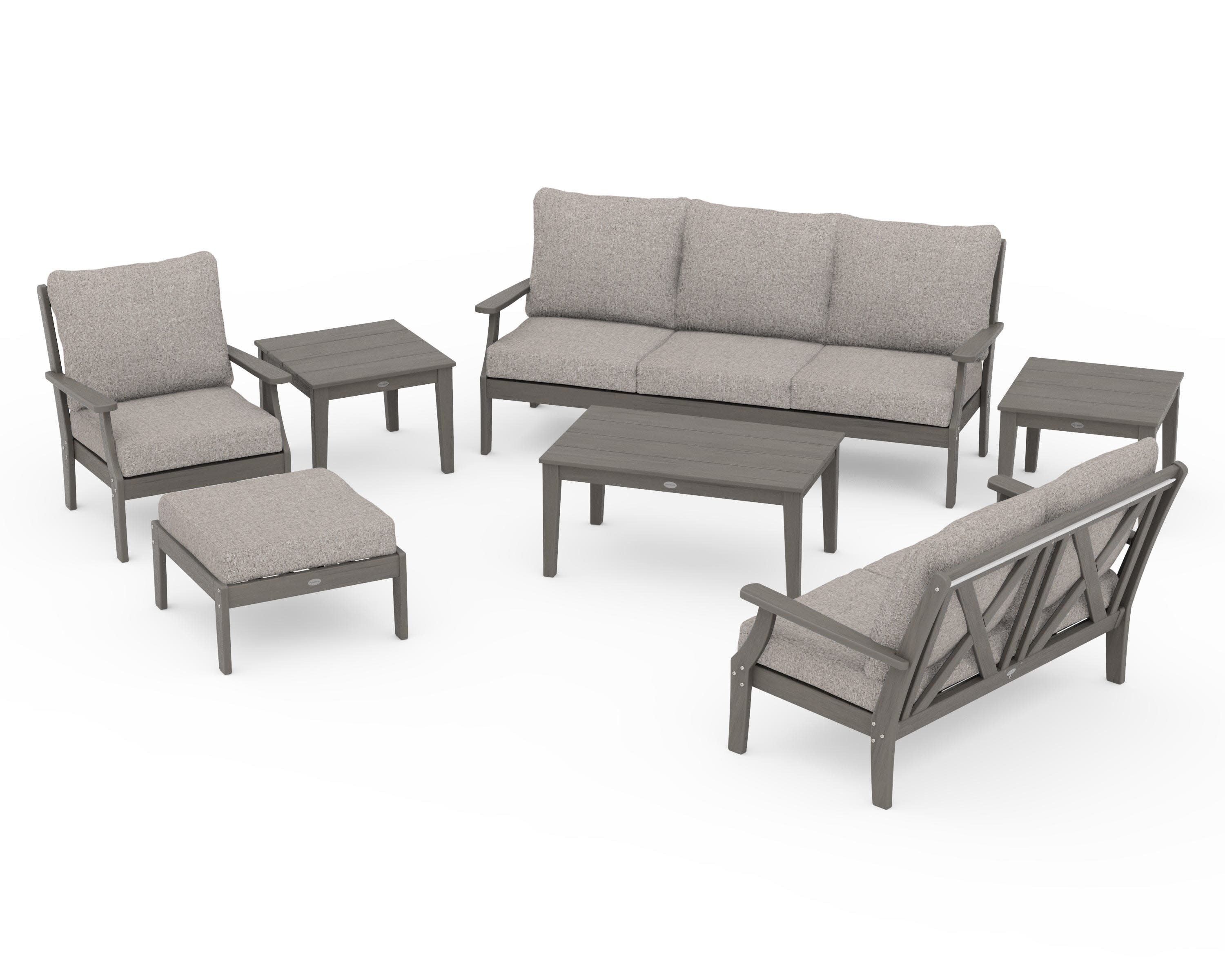 Braxton 7-Piece Deep Seating Set in Driftwood / Weathered Tweed