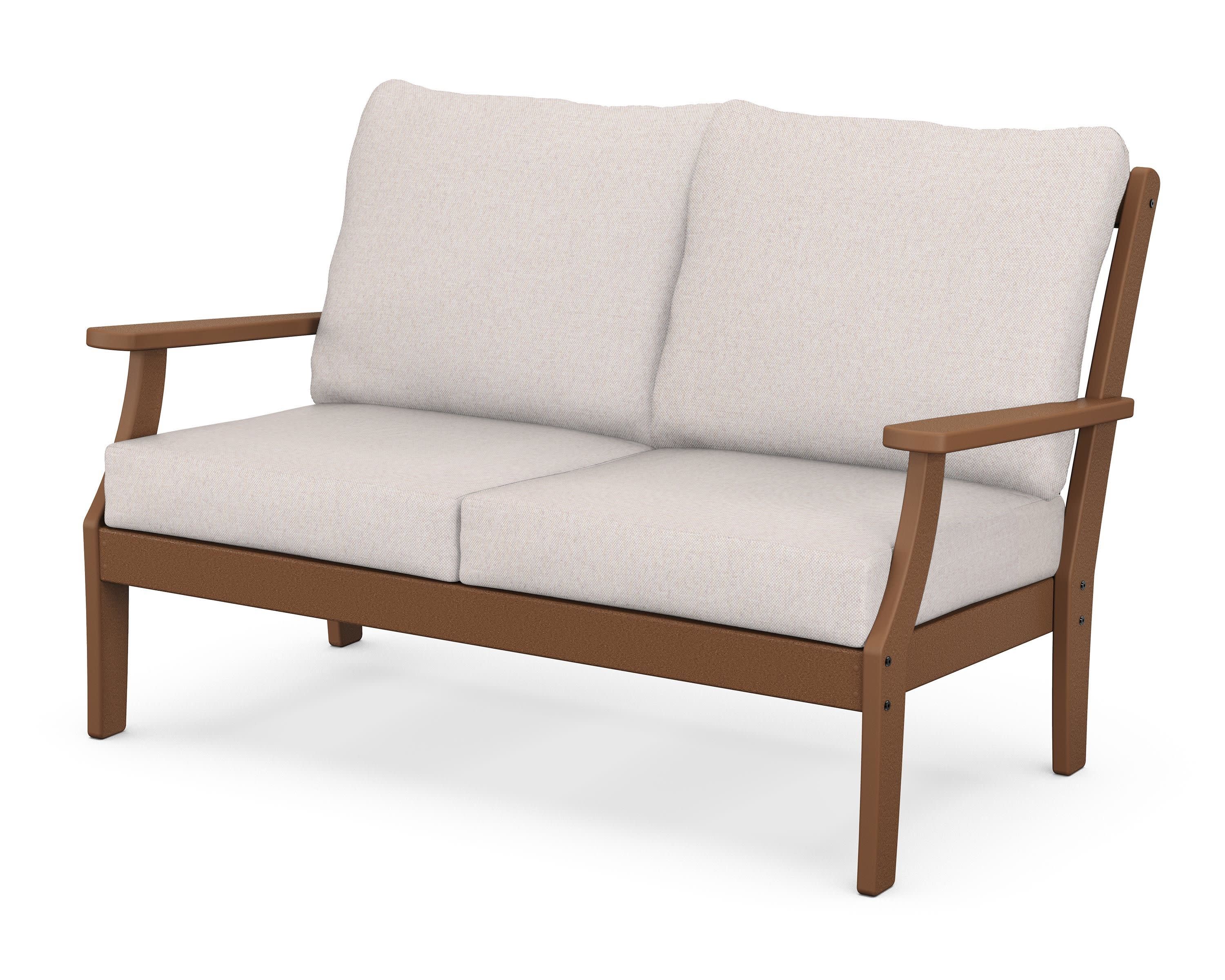 Braxton Deep Seating Loveseat in Teak / Dune Burlap