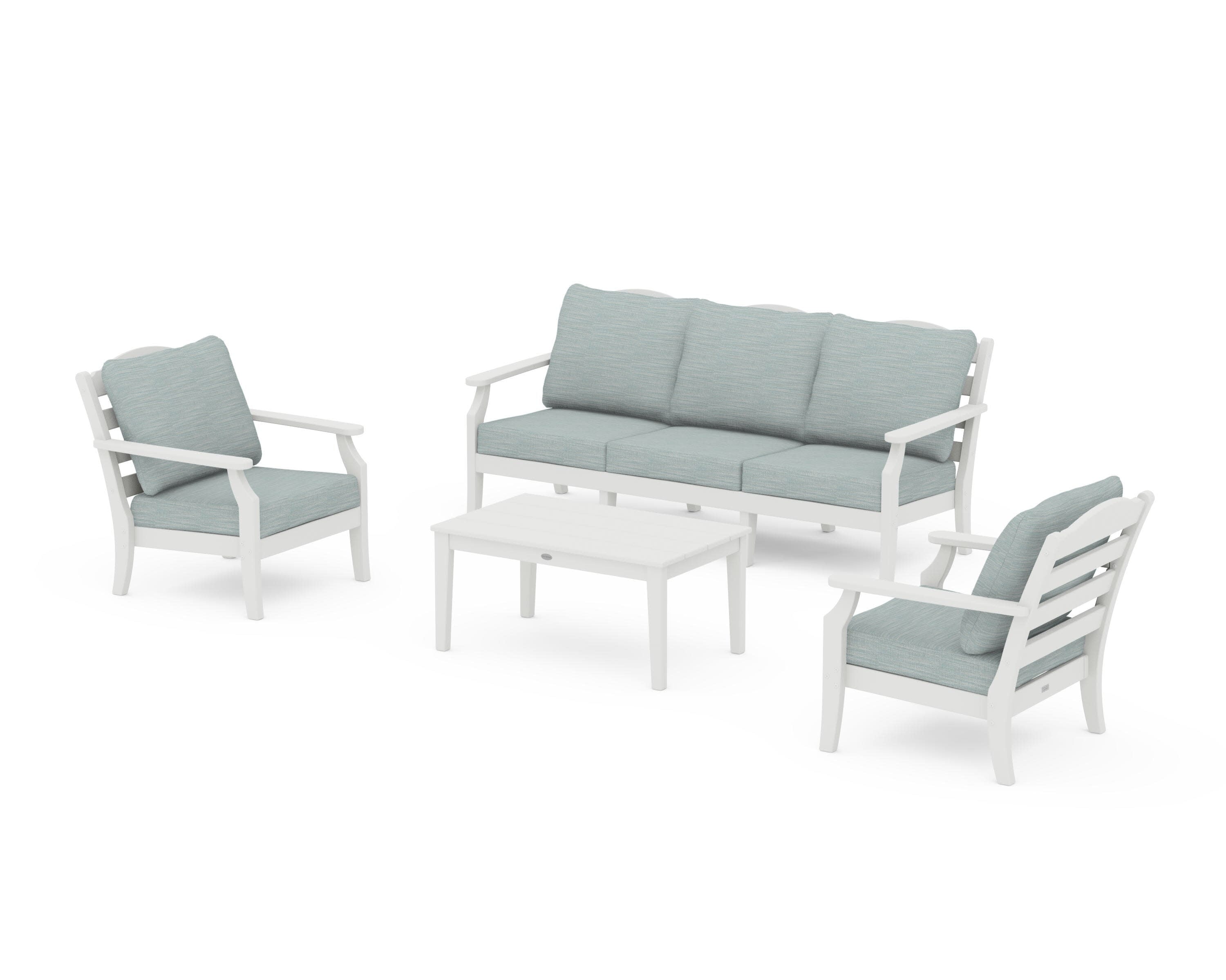 Savannah 4-Piece Deep Seating Set with Sofa in Vintage White / Soothe Mist