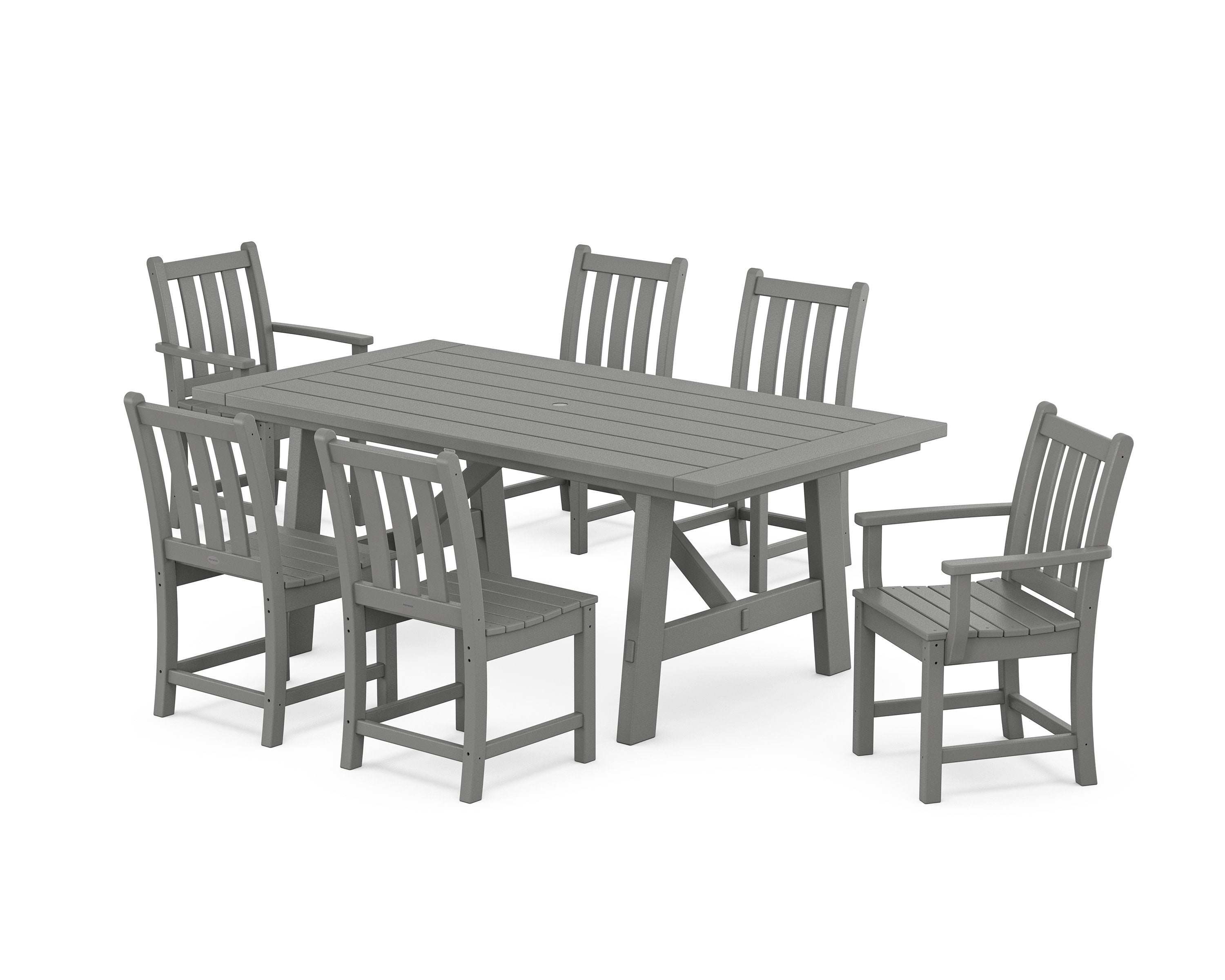 Traditional Garden 7-Piece Rustic Farmhouse Dining Set in Slate Grey