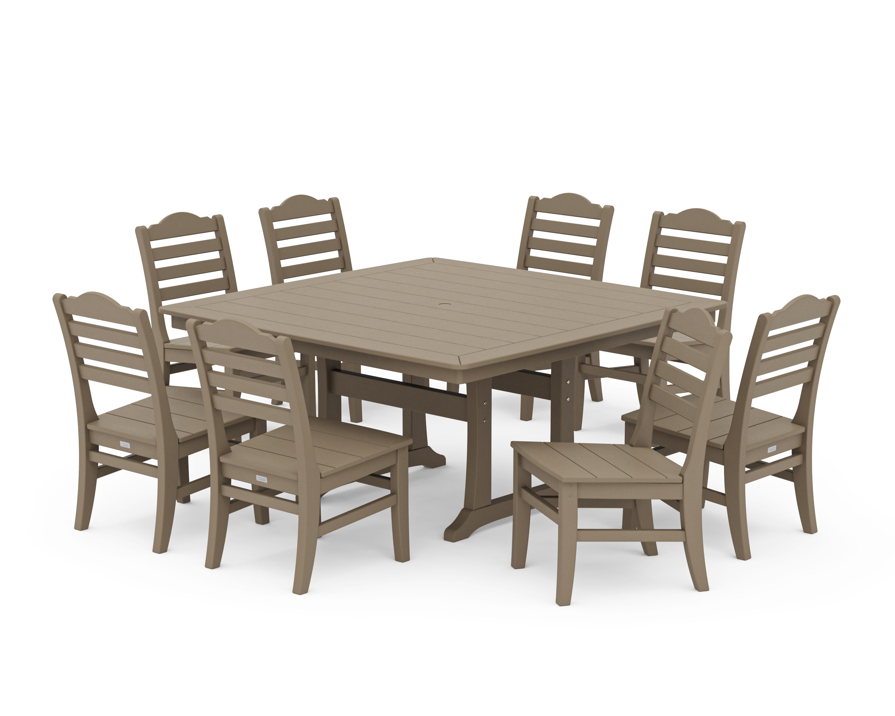 Savannah Side Chair 9-Piece Square Dining Set with Trestle Legs in Vintage Sahara