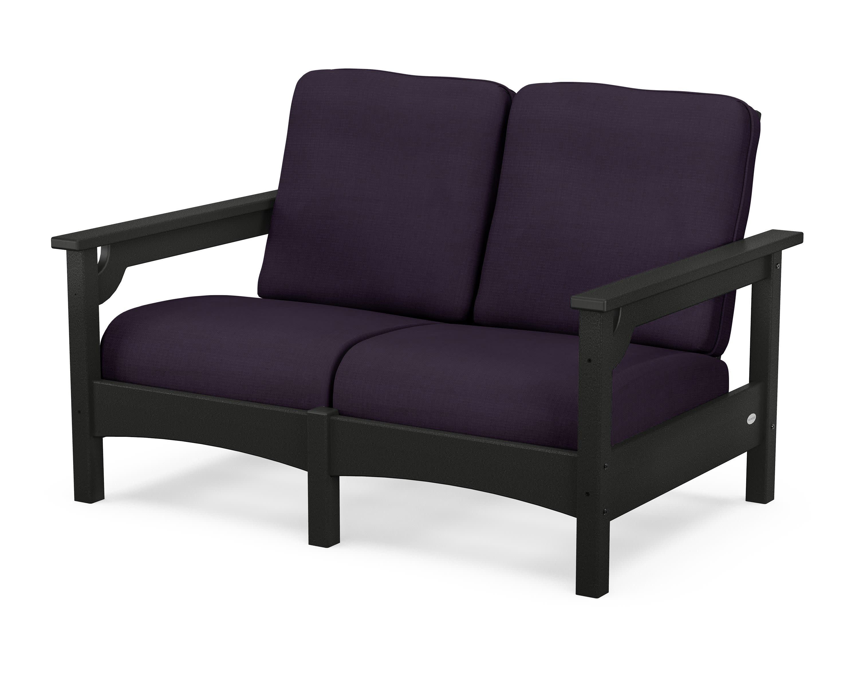 Club Loveseat in Black / Navy Linen