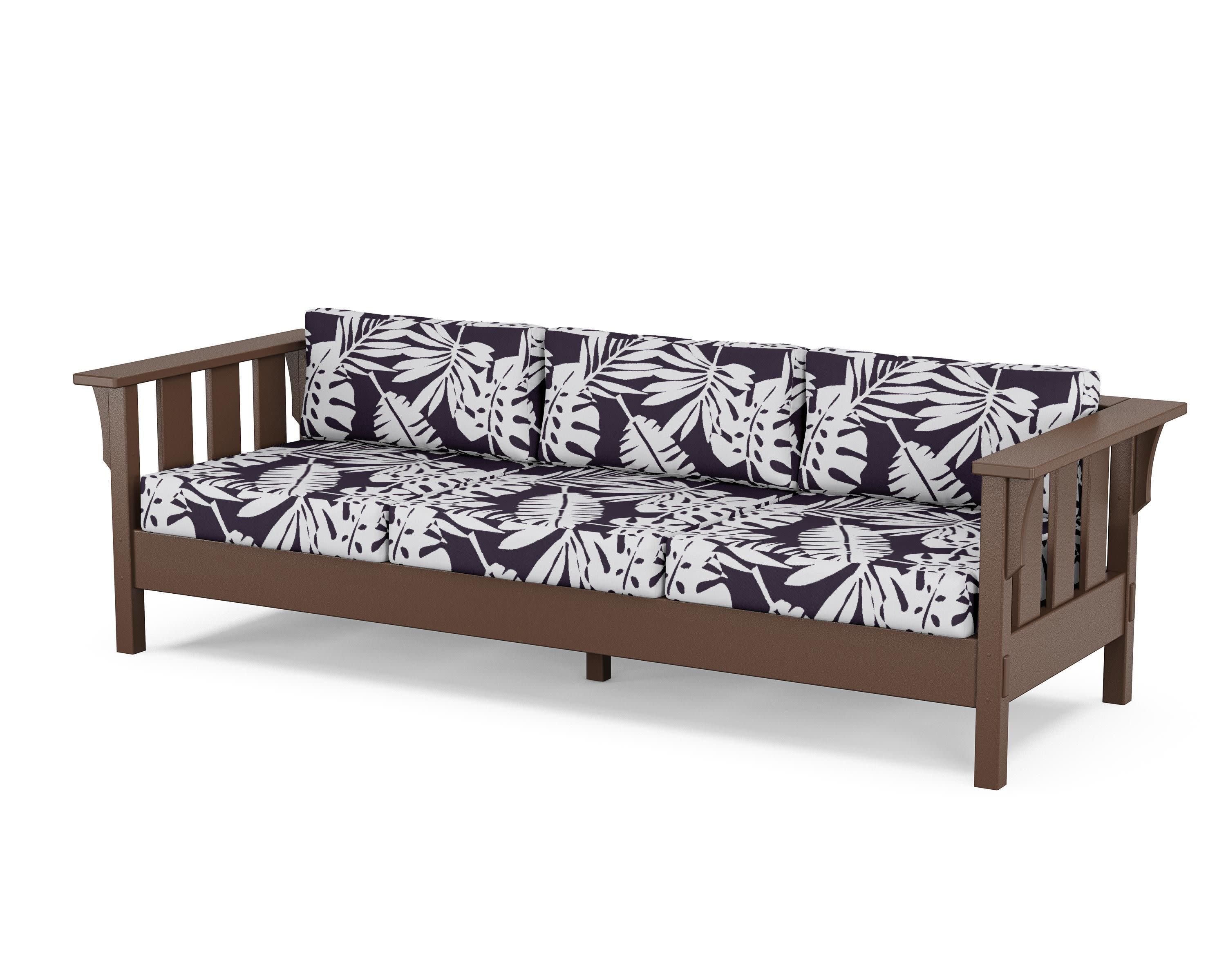 Acadia Deep Seating Sofa in Mahogany / Leaf Navy