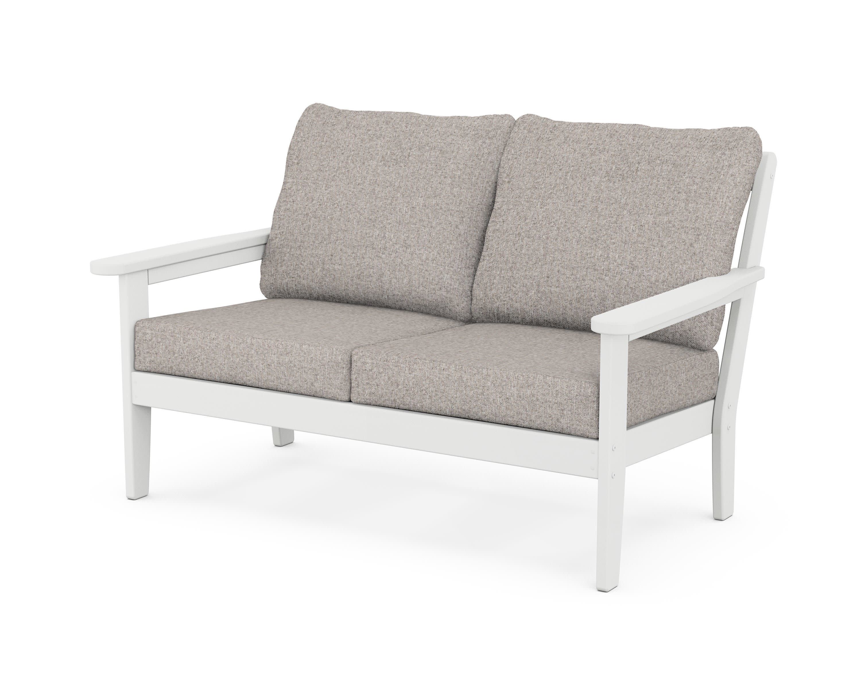 Cottage Deep Seating Loveseat in White / Weathered Tweed
