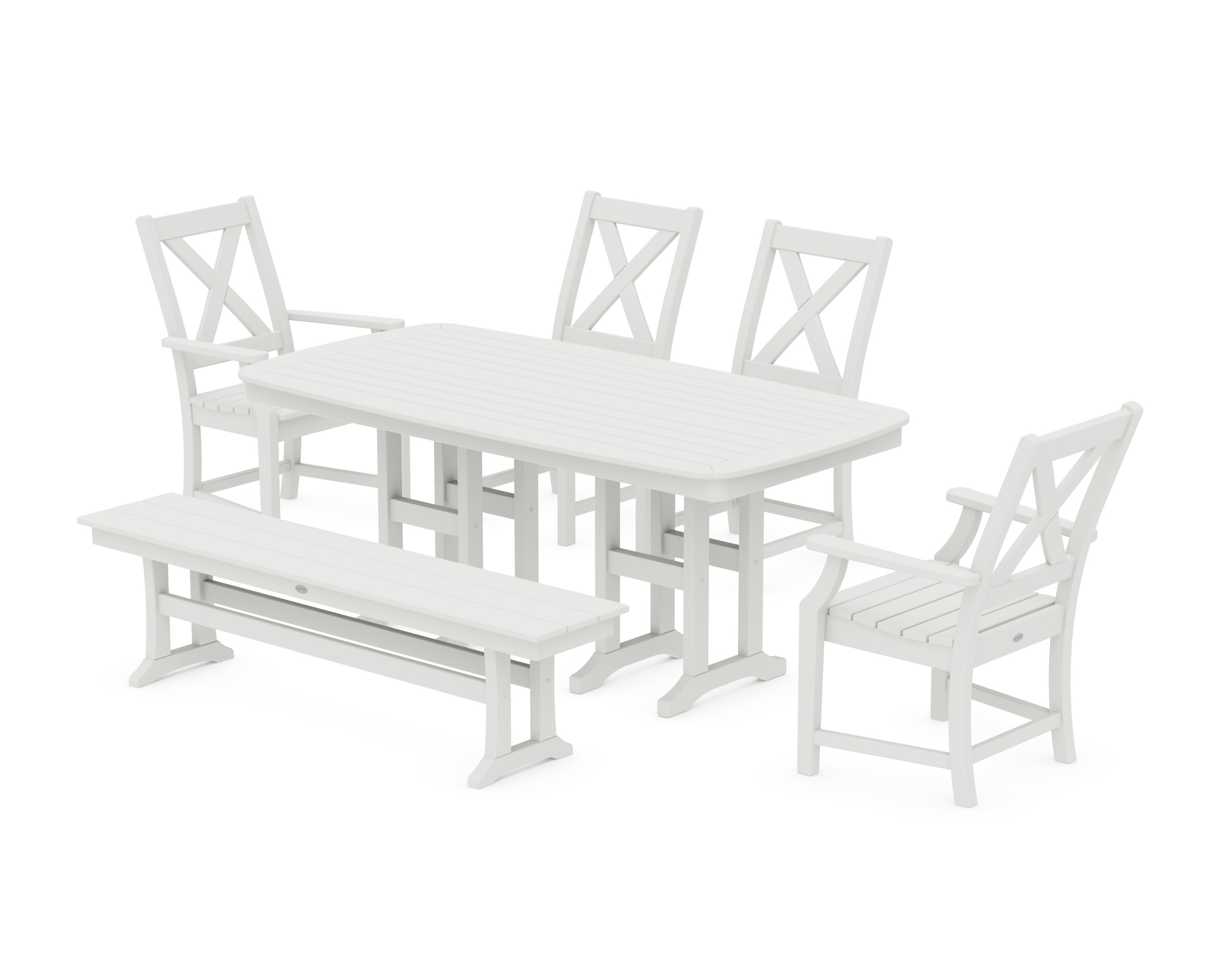 Braxton 6-Piece Dining Set with Bench in Vintage White
