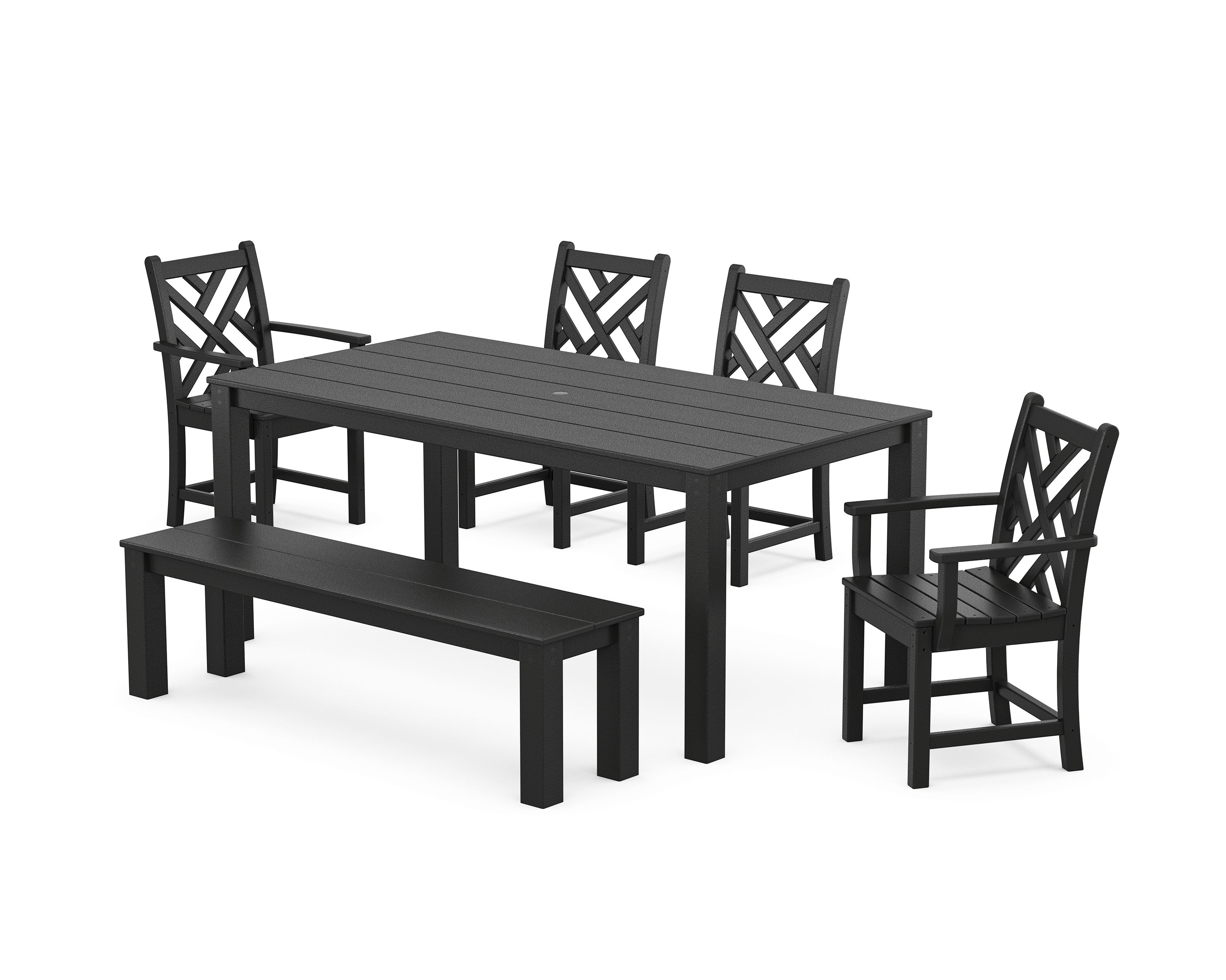 Chippendale 6-Piece Parsons Dining Set with Bench in Black