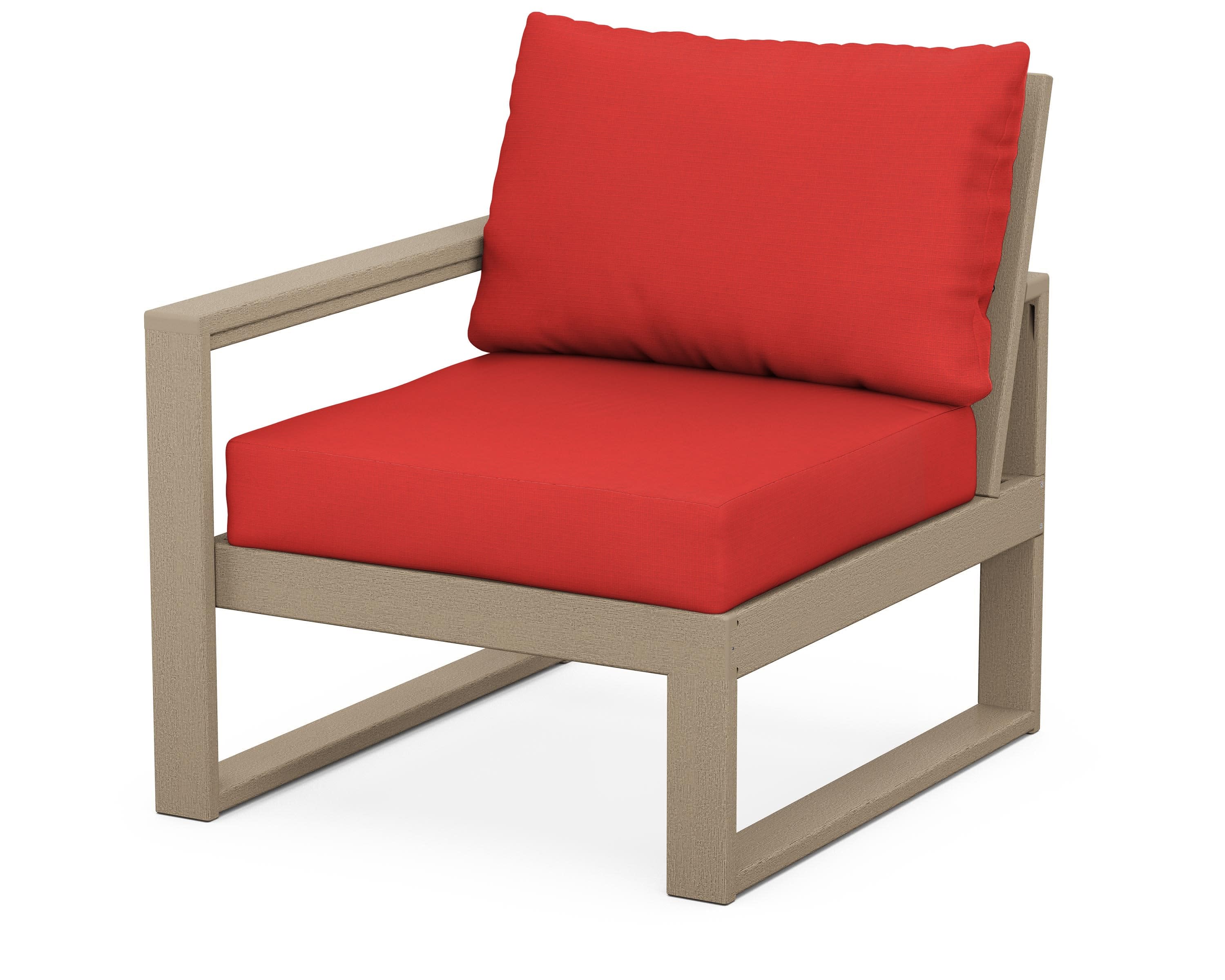 EDGE Modular Left Arm Chair in Vintage Sahara / Crimson Linen