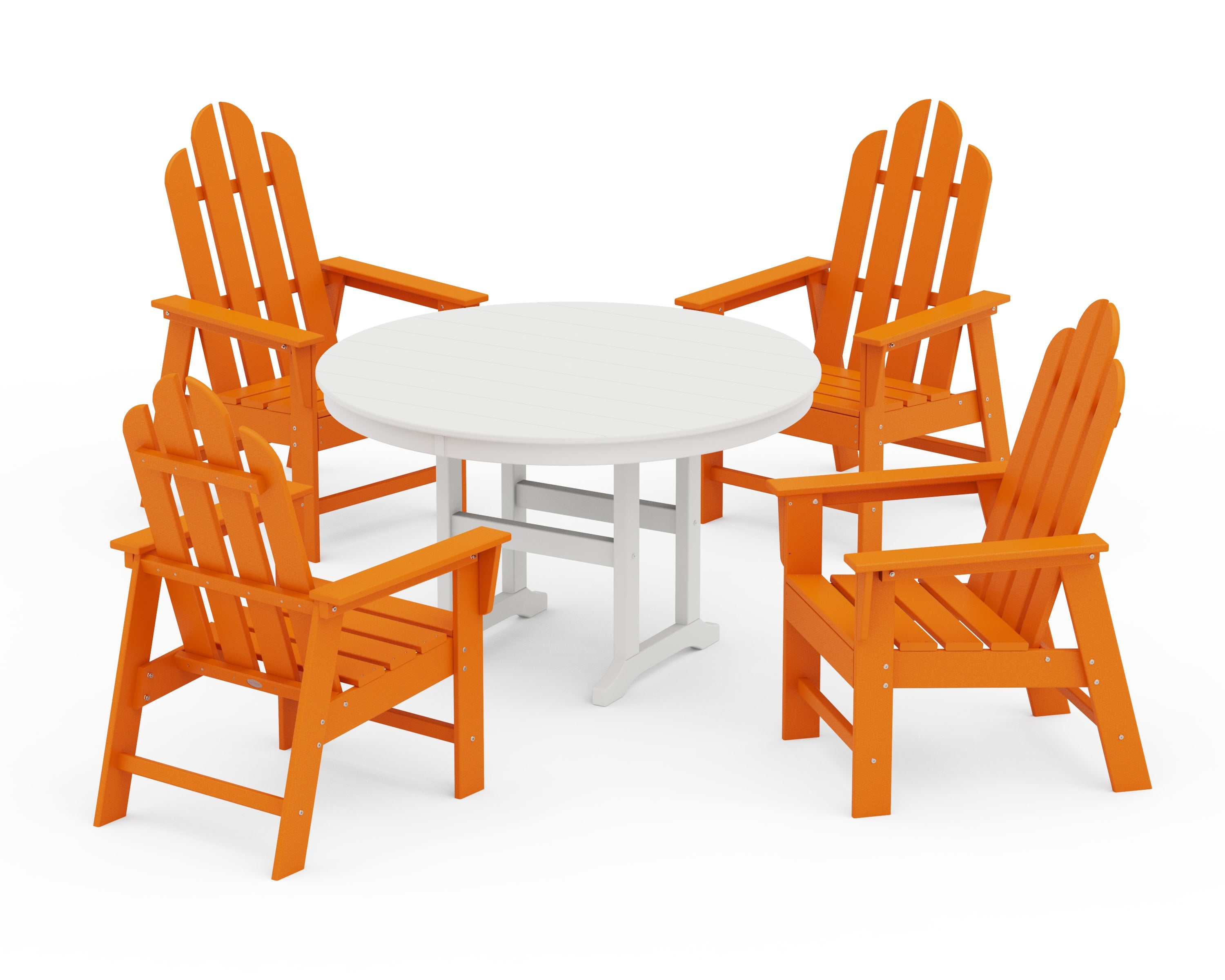 Long Island 5-Piece Round Farmhouse Dining Set in Tangerine / White