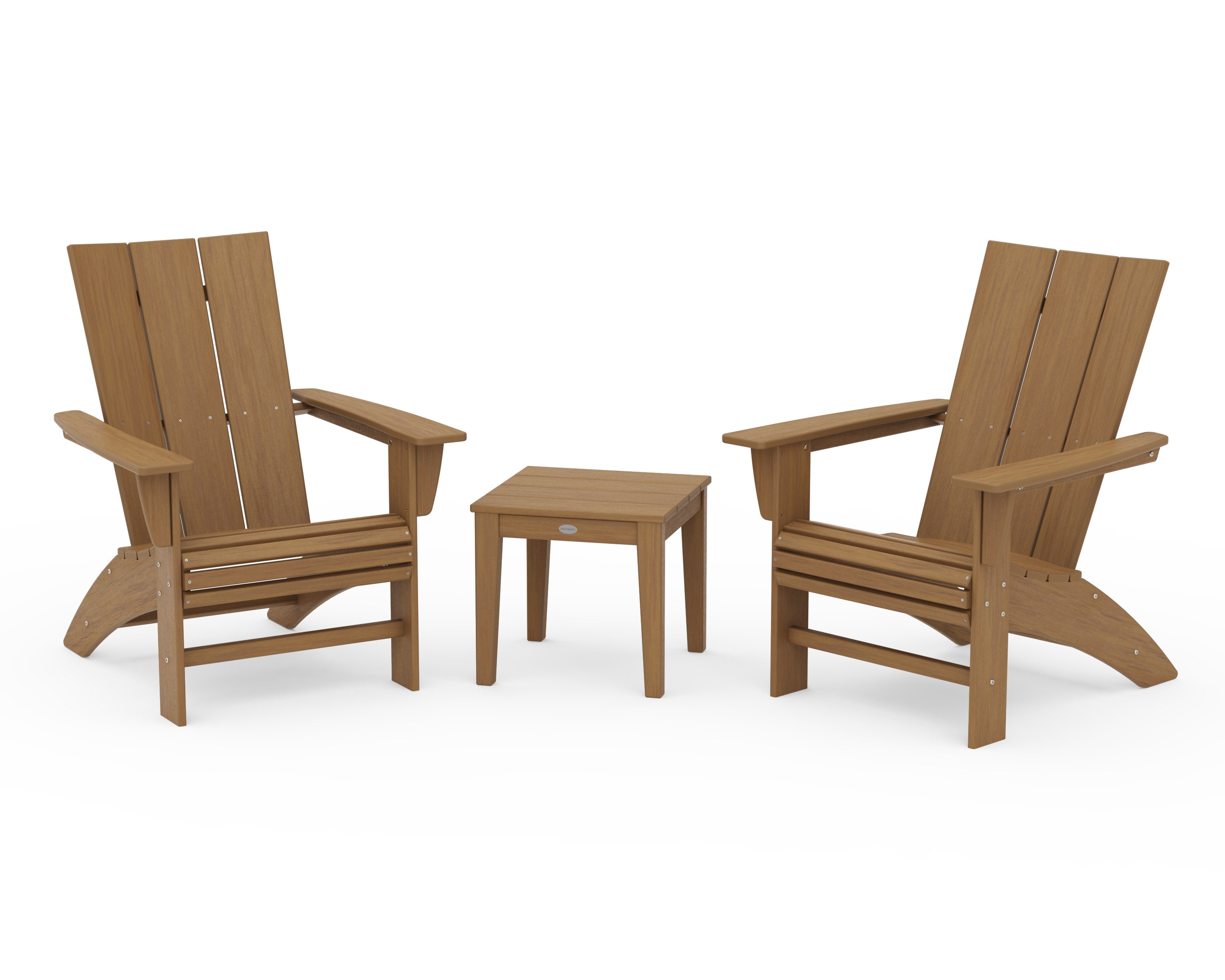 Modern 3-Piece Curveback Adirondack Set in Natural