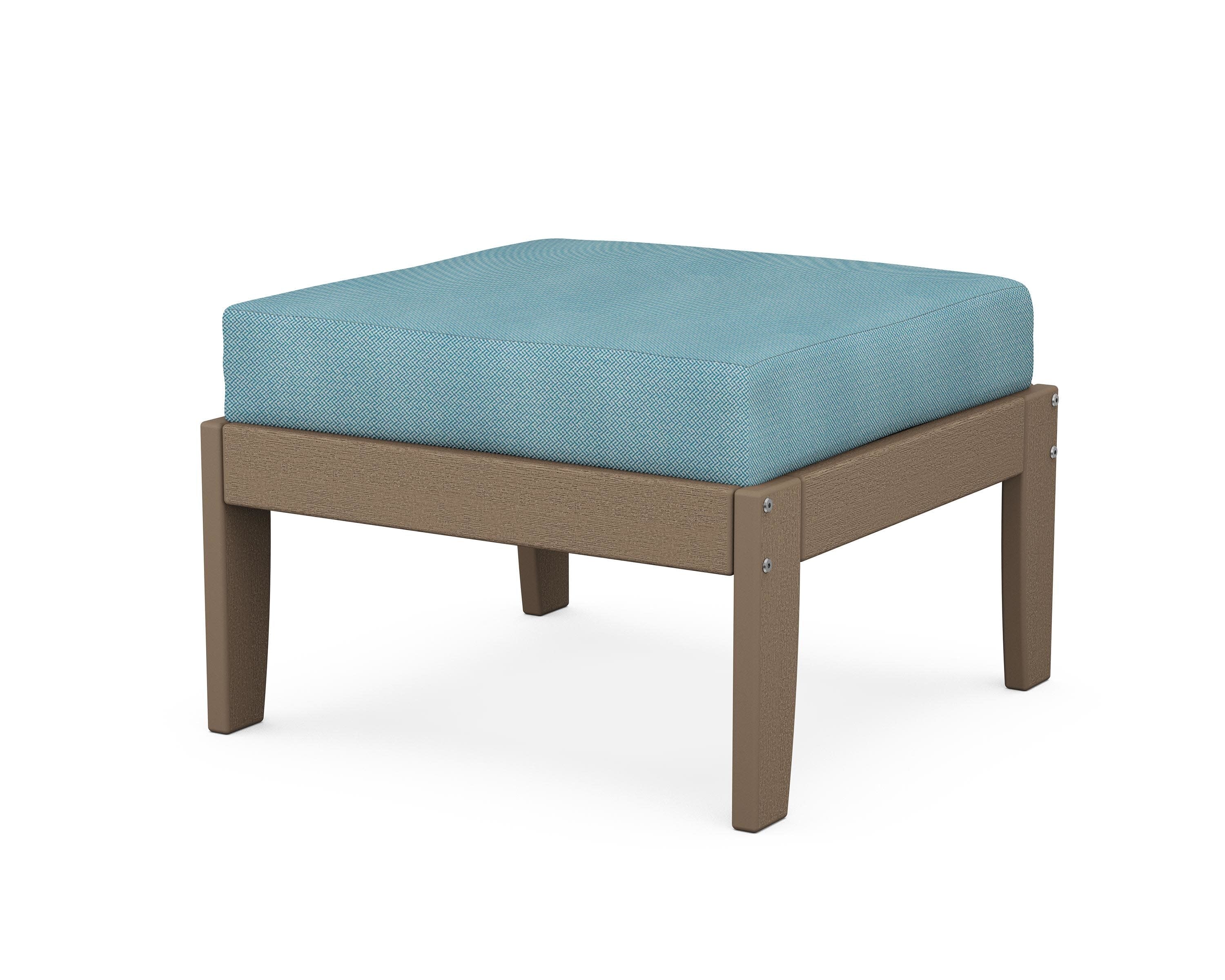 Modular Ottoman - Classic in Vintage Sahara / Lattice Sky Blue