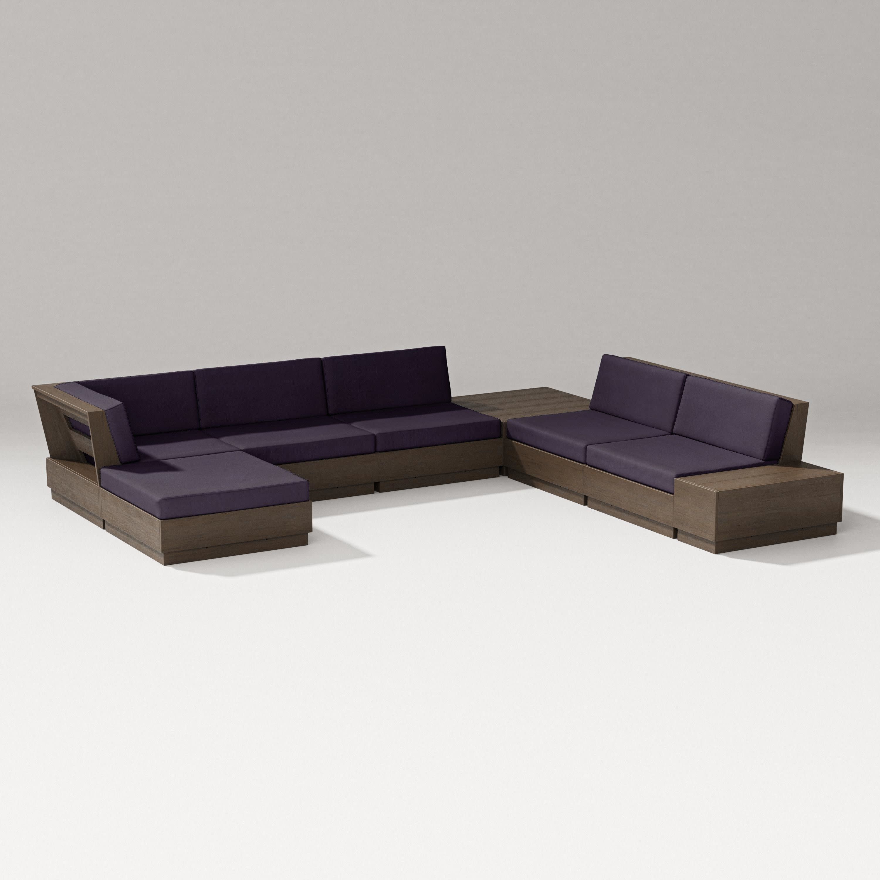 Elevate 8-Piece Corner Sectional in Kona / Navy Linen