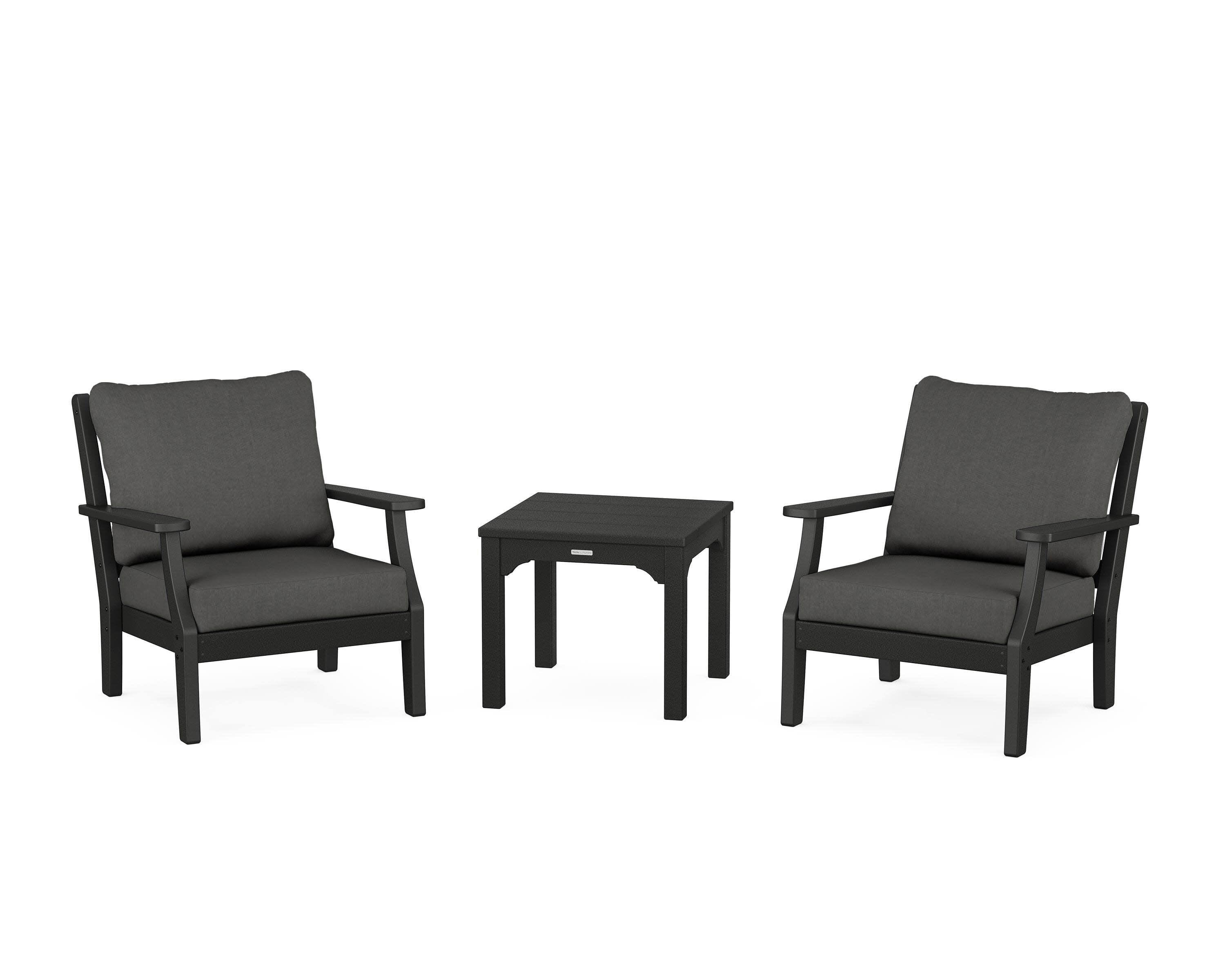 Chinoiserie 3-Piece Deep Seating Set in Black / Spectrum Carbon