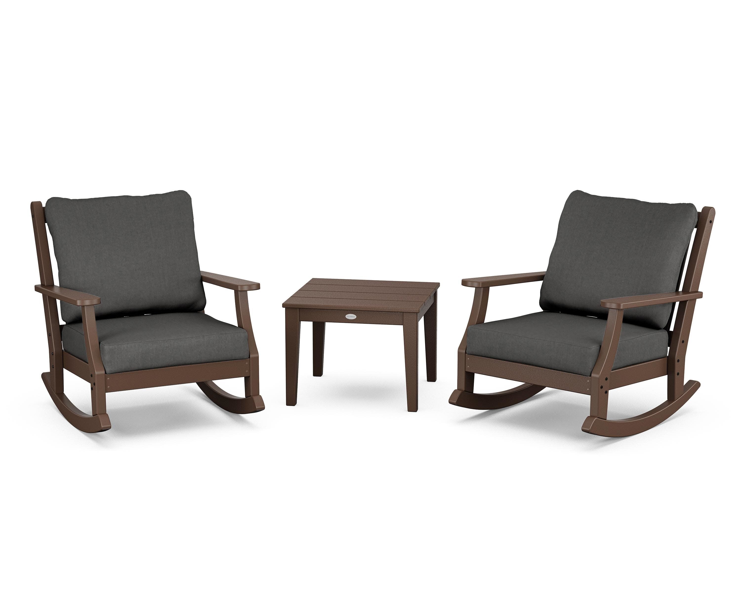 Wovendale 3-Piece Deep Seating Rocker Set in Mahogany / Spectrum Carbon