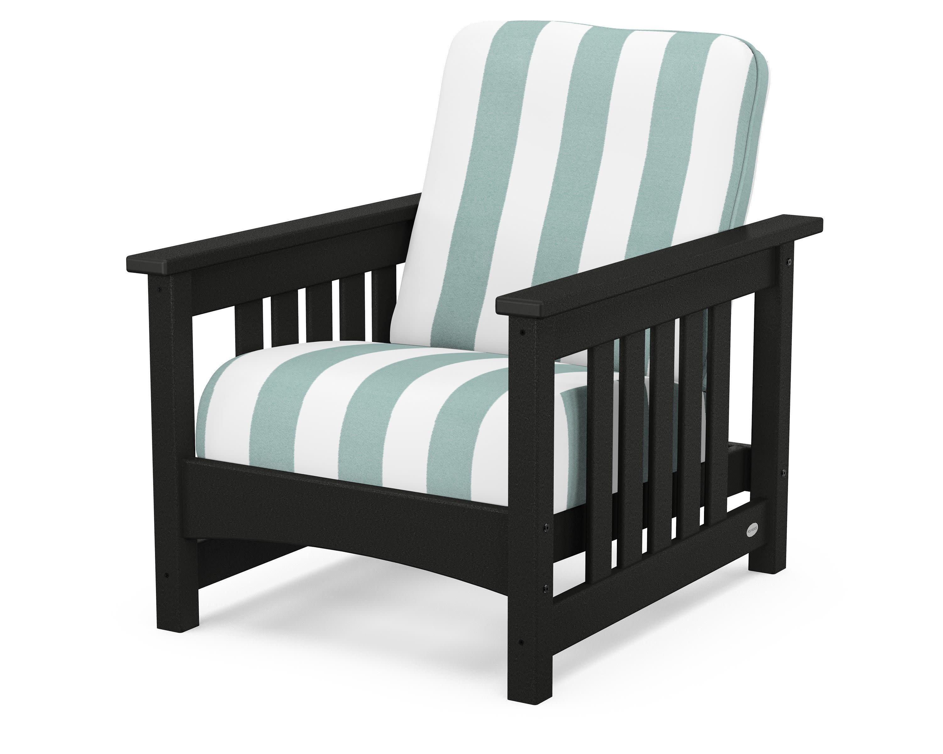 Club Mission Chair in Black / Cabana Stripe Glacier Spa