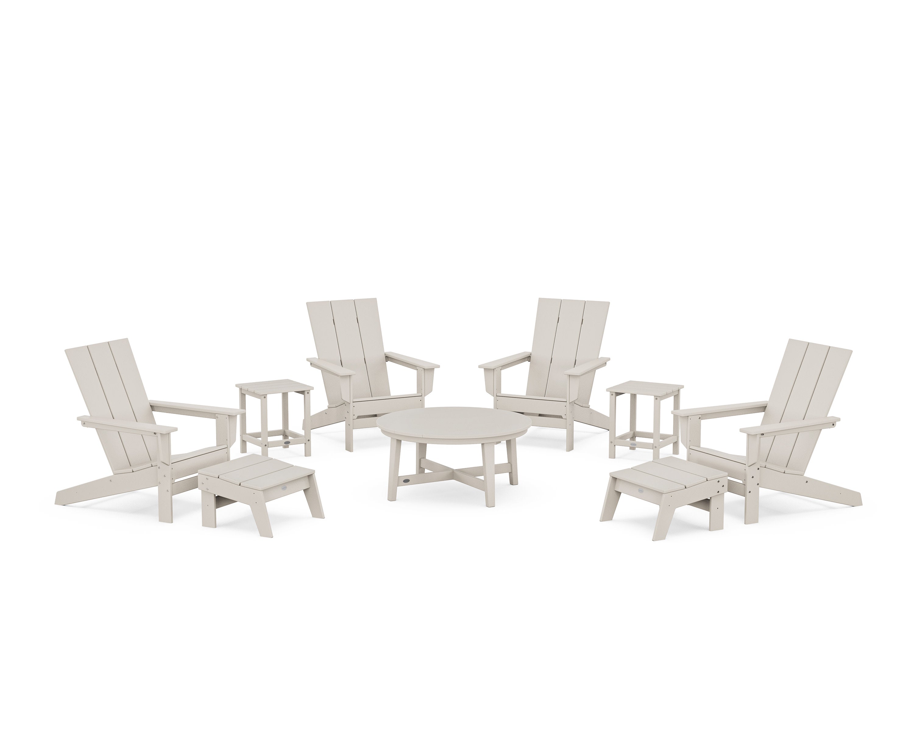 Modern Studio Adirondack 9-Piece Conversation Set in Sand