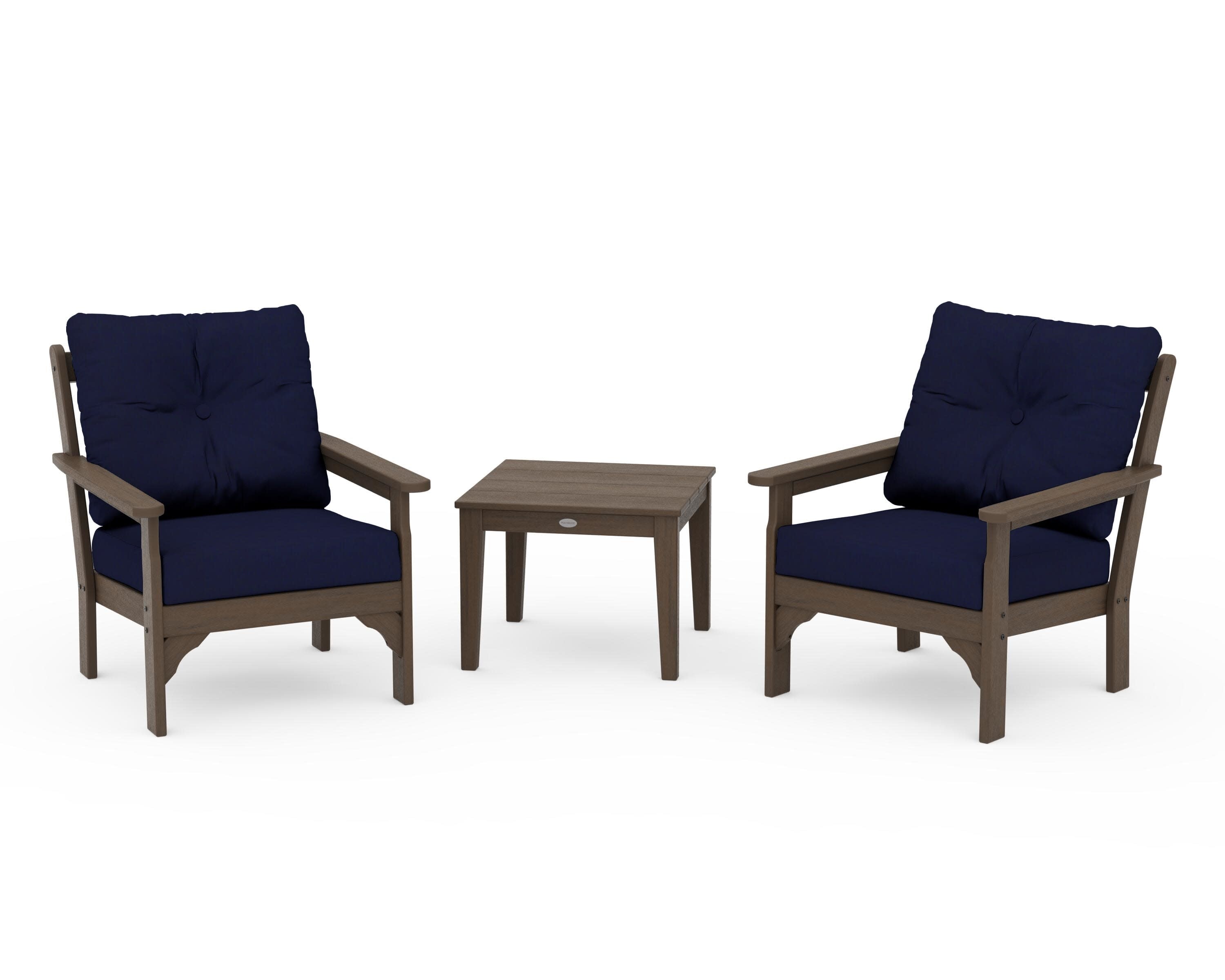 Vineyard 3-Piece Deep Seating Set in Kona / Navy