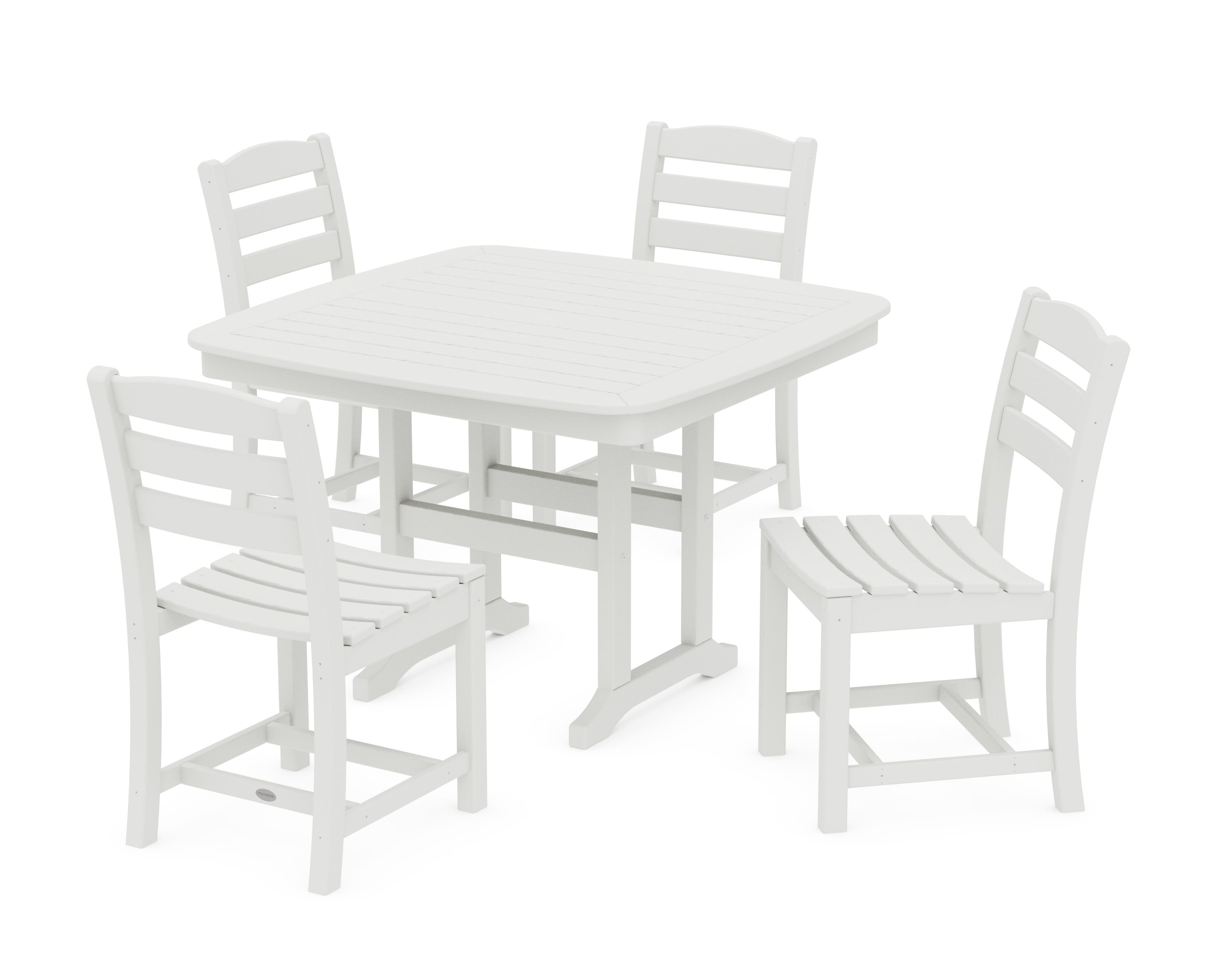 La Casa Caf Side Chair 5-Piece Dining Set with Trestle Legs in Vintage White