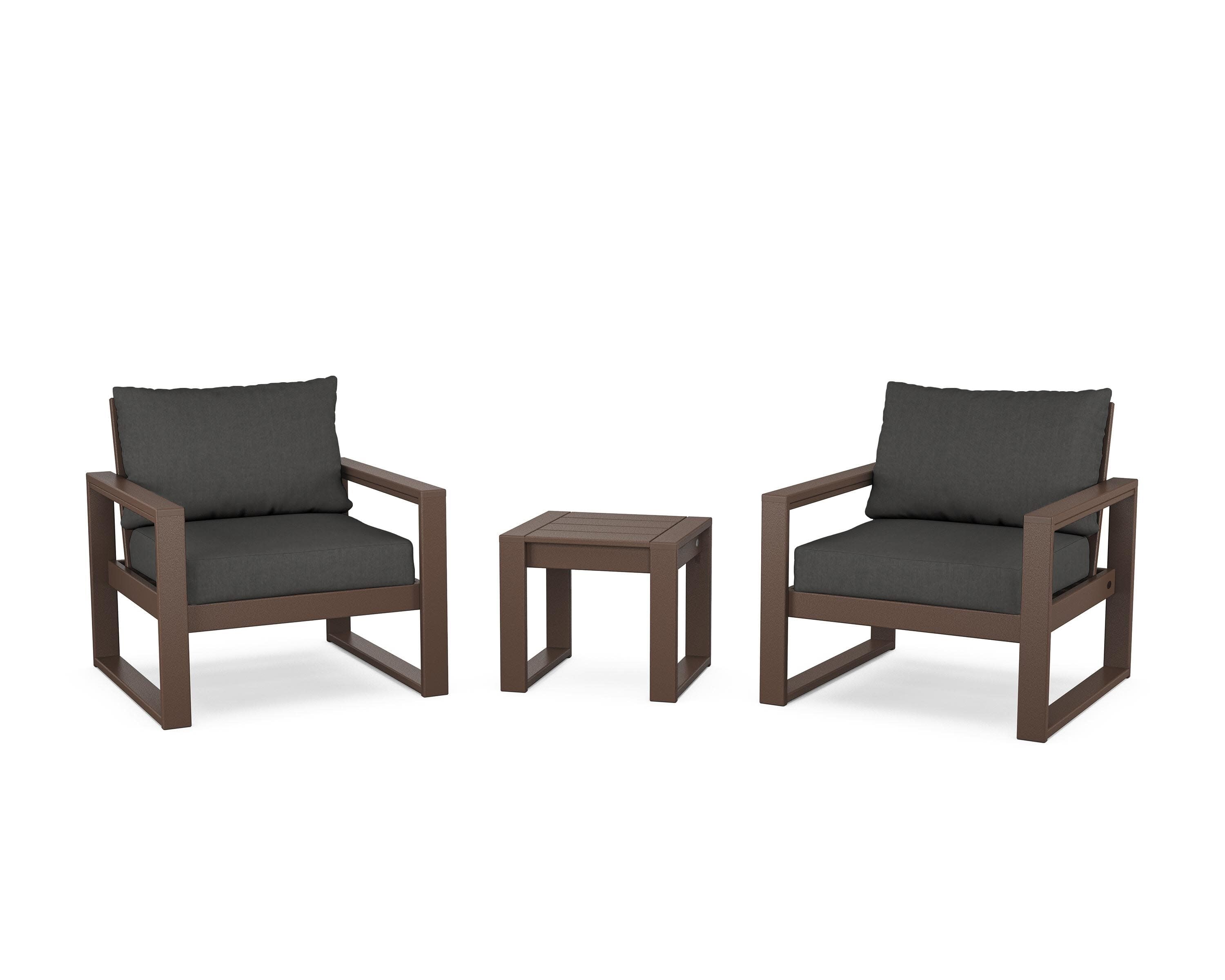 EDGE Sectional 3-Piece Deep Seating Set in Mahogany / Spectrum Carbon