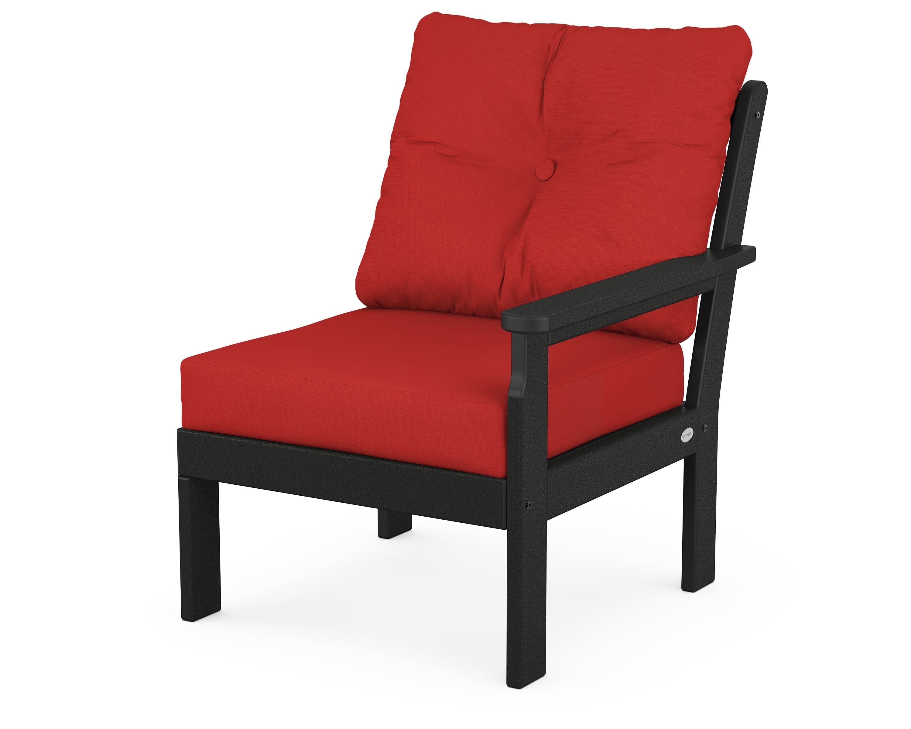 Vineyard Modular Right Arm Chair in Black / Crimson Linen