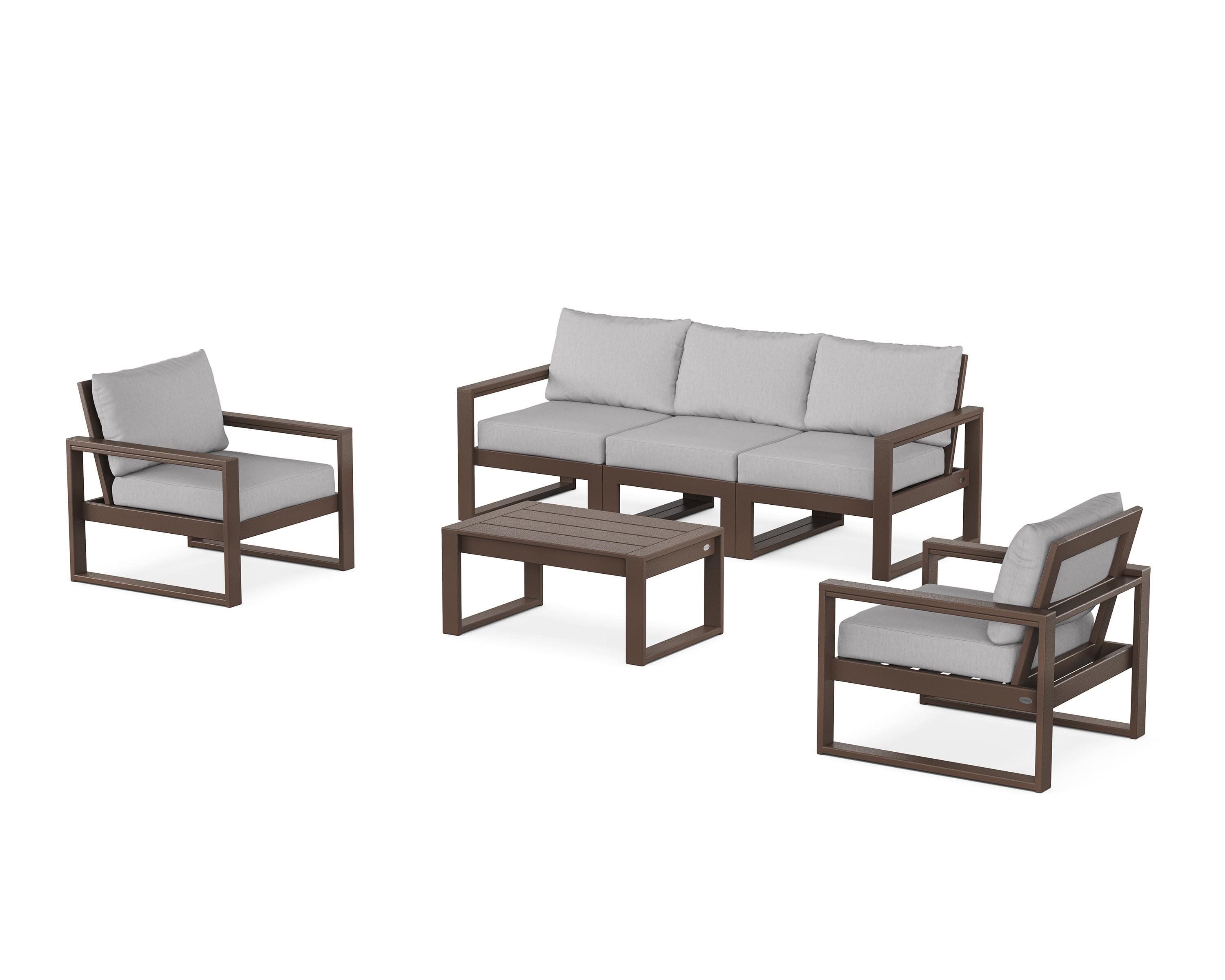 EDGE Sectional 4-Piece Deep Seating Set with Sofa in Mahogany / Granite