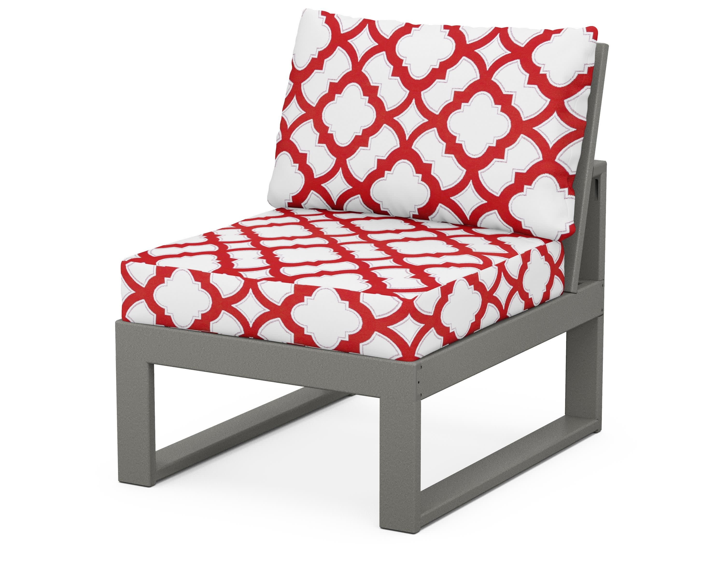 Modular Armless Chair in Slate Grey / Trellis Crimson