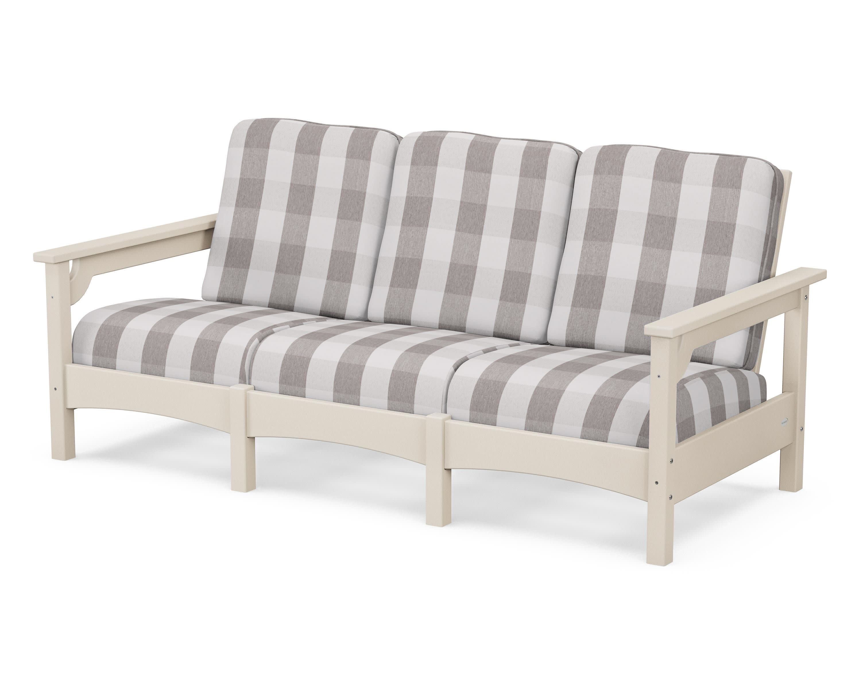 Club Sofa in Sand / Buffalo Plaid Grey Mist