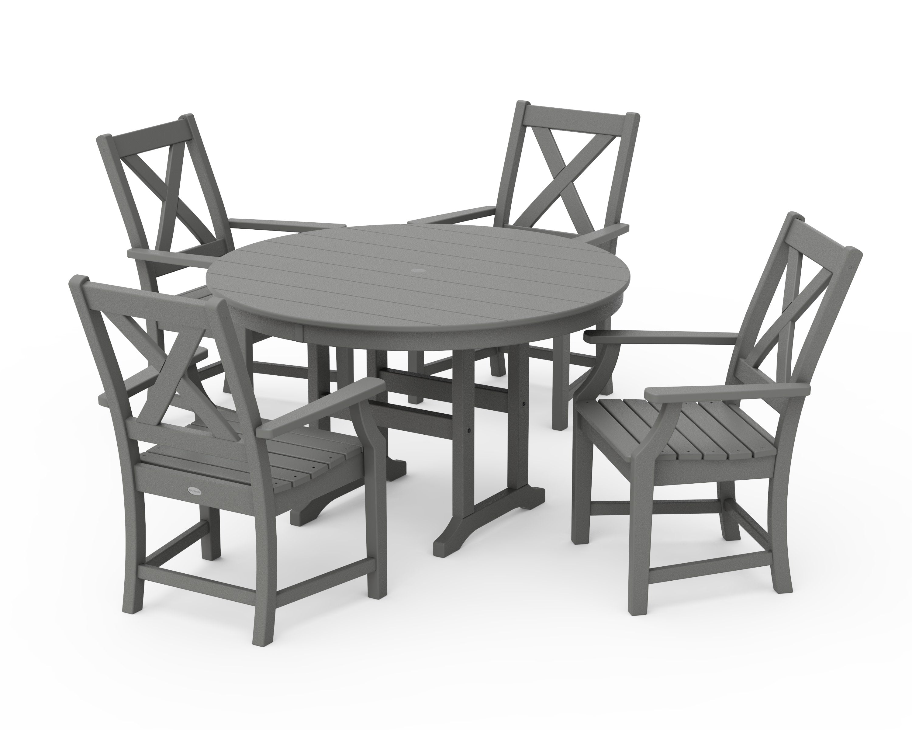 Braxton 5-Piece Round Farmhouse Dining Set in Slate Grey