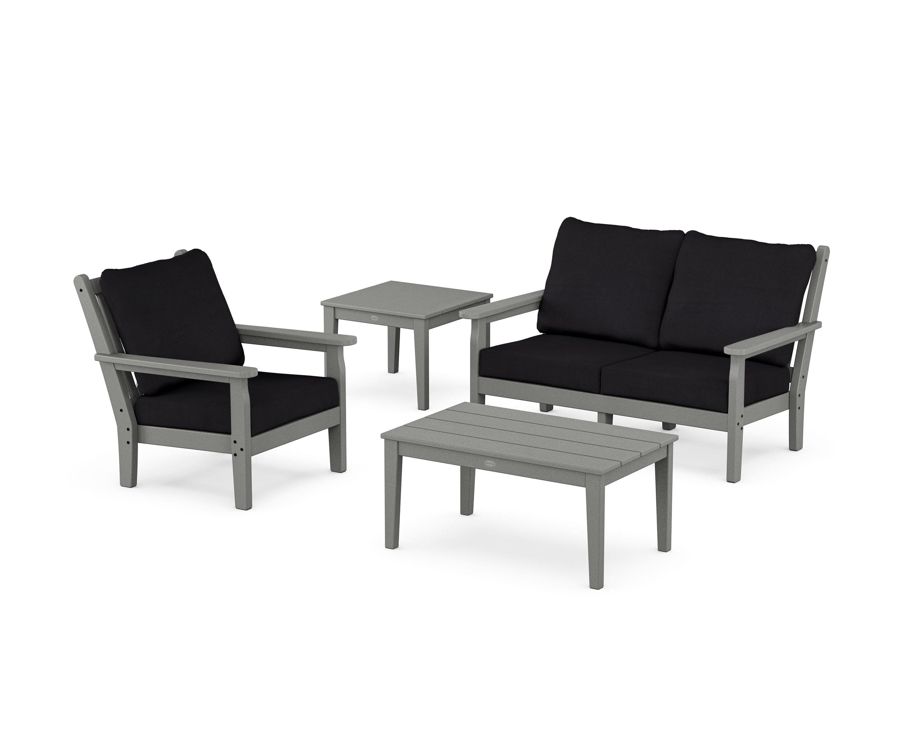 Chippendale 4-Piece Deep Seating Set in Slate Grey / Midnight Linen