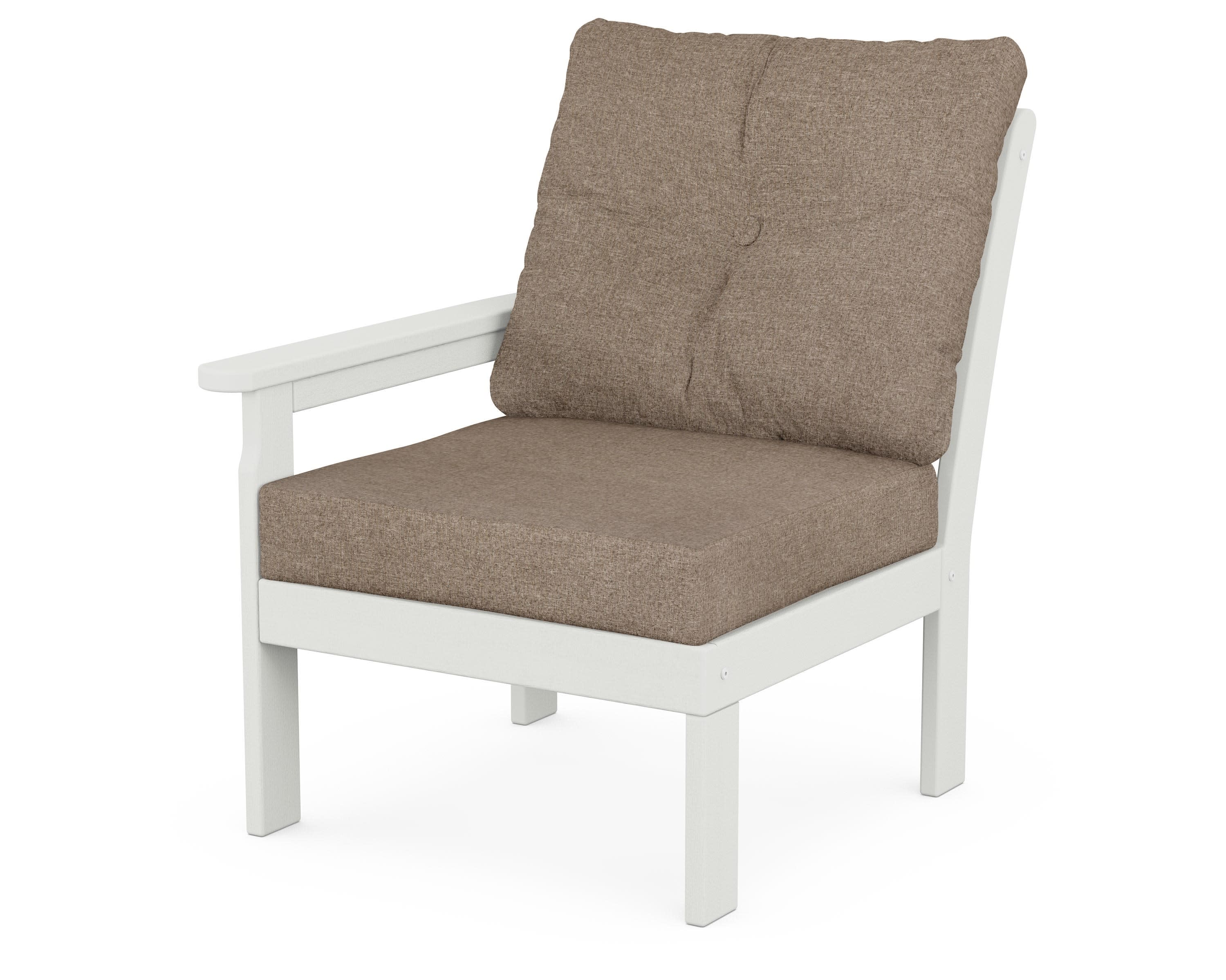 Vineyard Modular Left Arm Chair in Vintage White / Spiced Burlap