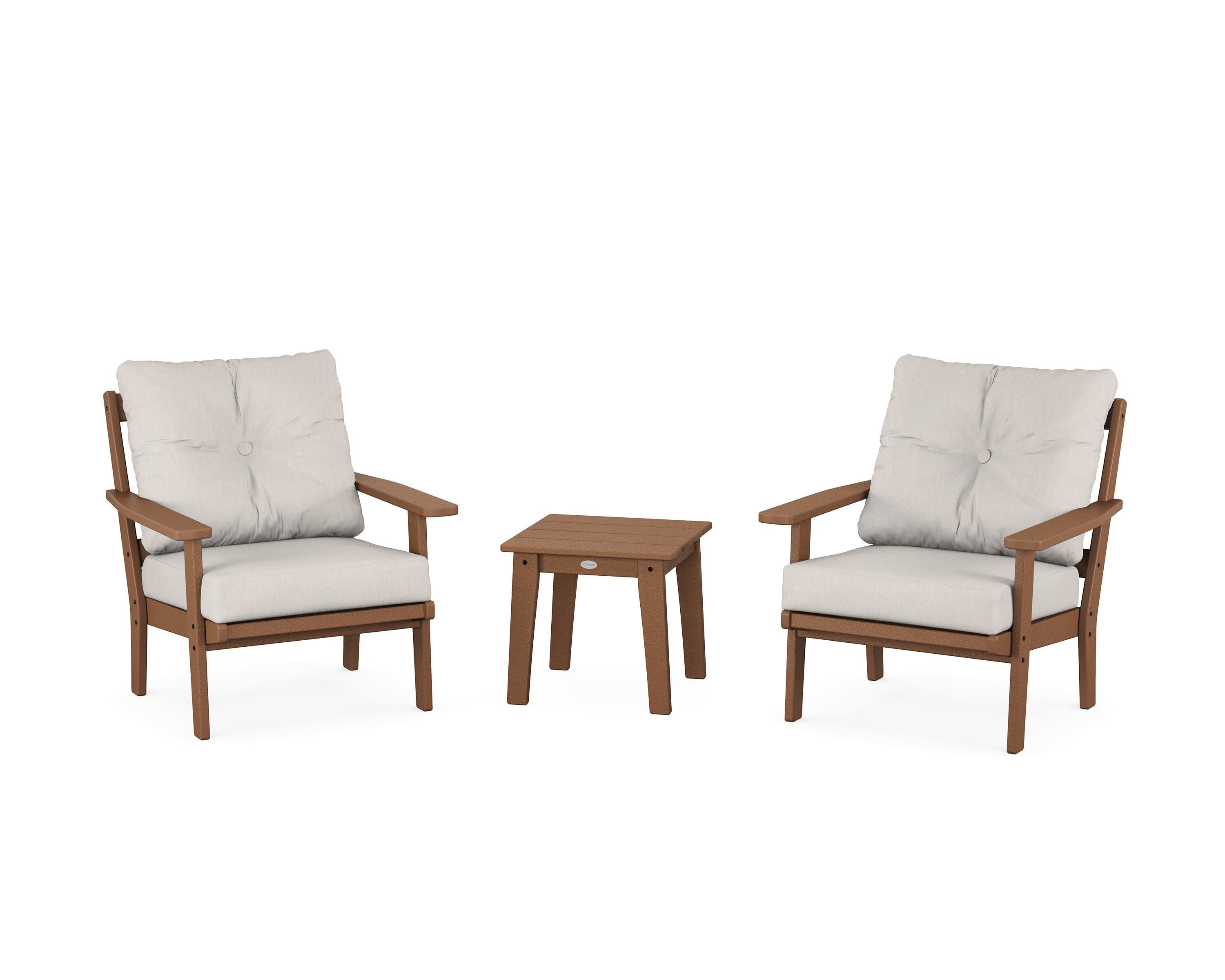 Oxford 3-Piece Deep Seating Set in Teak / Cast Ash
