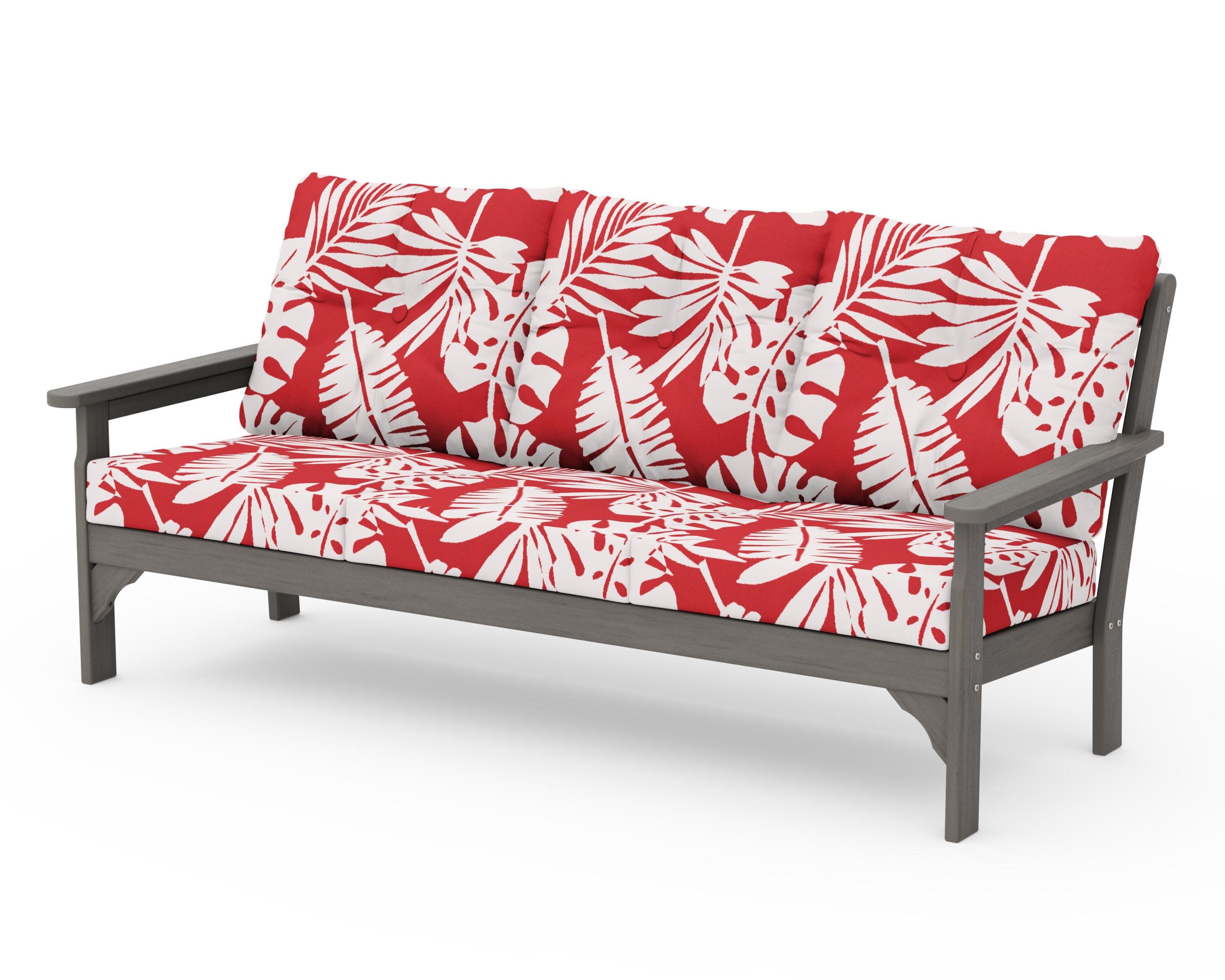 Vineyard Deep Seating Sofa in Driftwood / Leaf Crimson