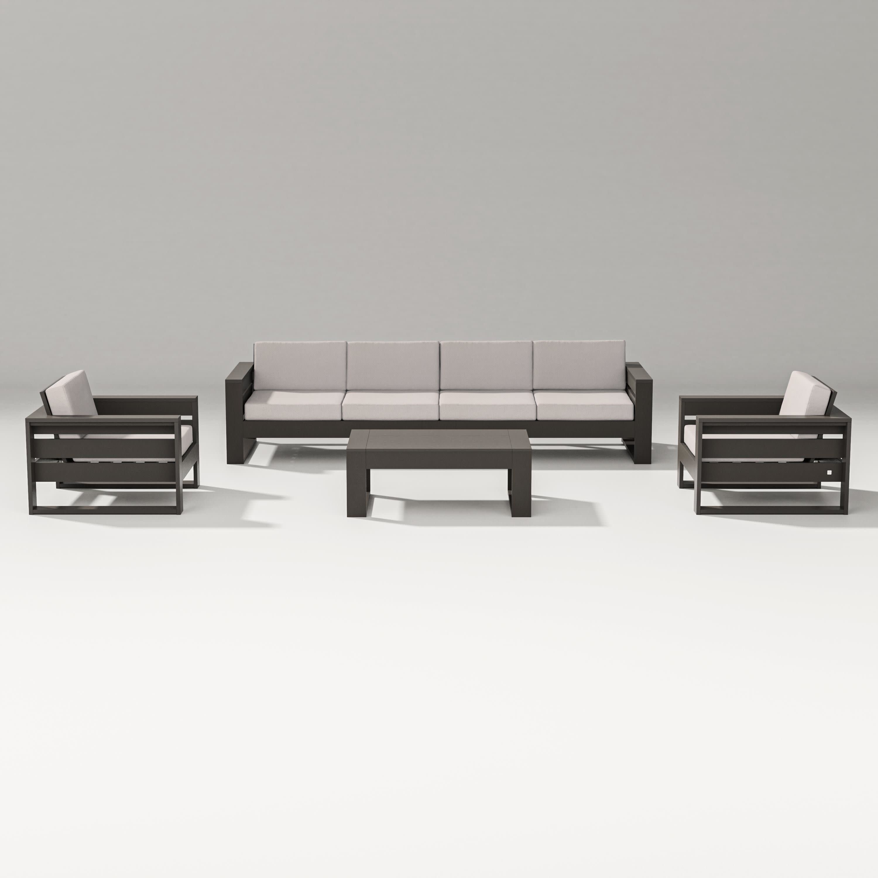 Latitude 5-Piece Lounge Sofa Set in Vintage Coffee / Dune Burlap