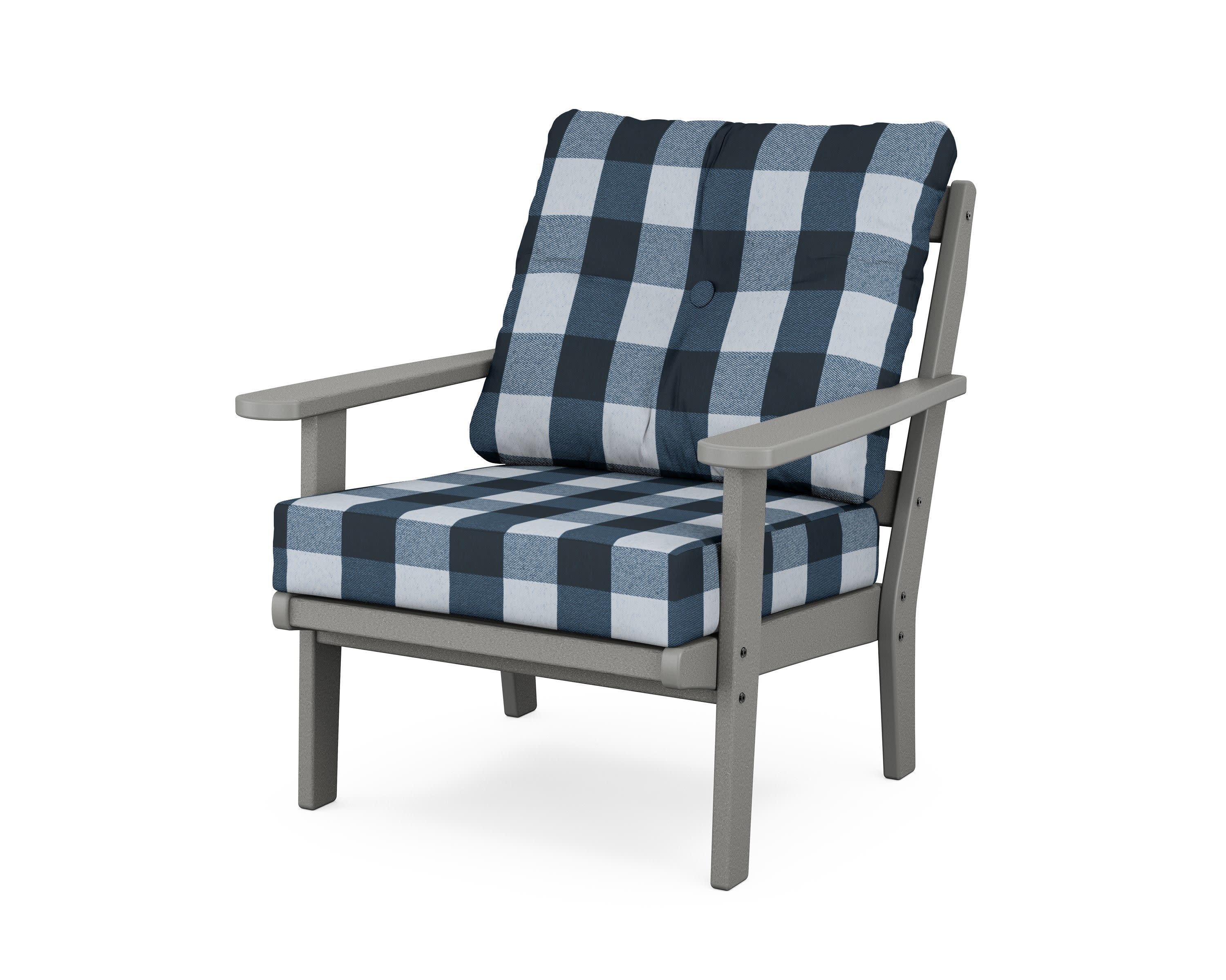 Mission Deep Seating Chair in Slate Grey / Buffalo Plaid Marine Indigo