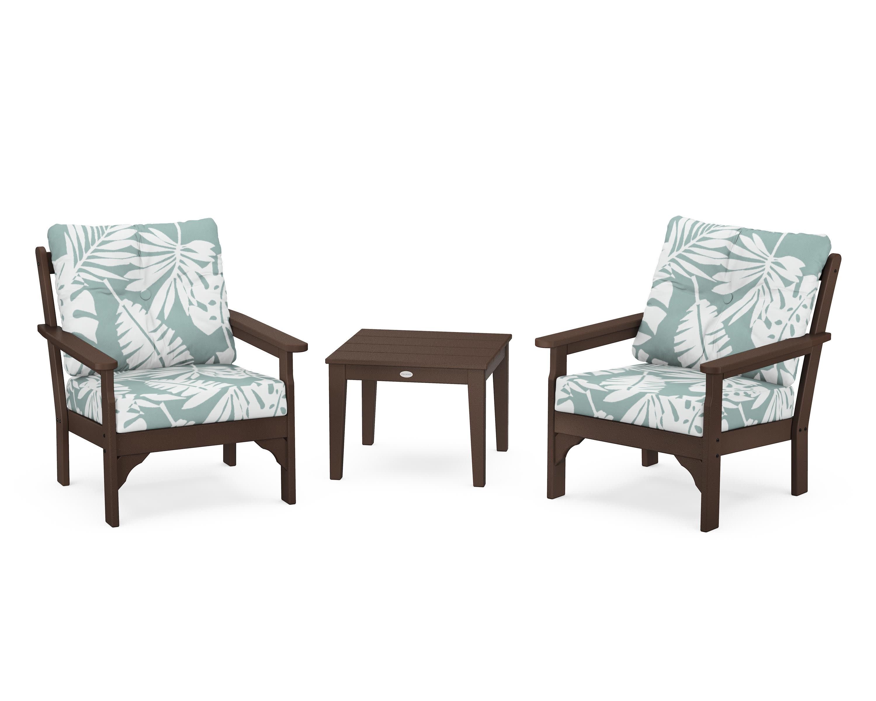 Vineyard 3-Piece Deep Seating Set in Mahogany / Leaf Glacier Spa