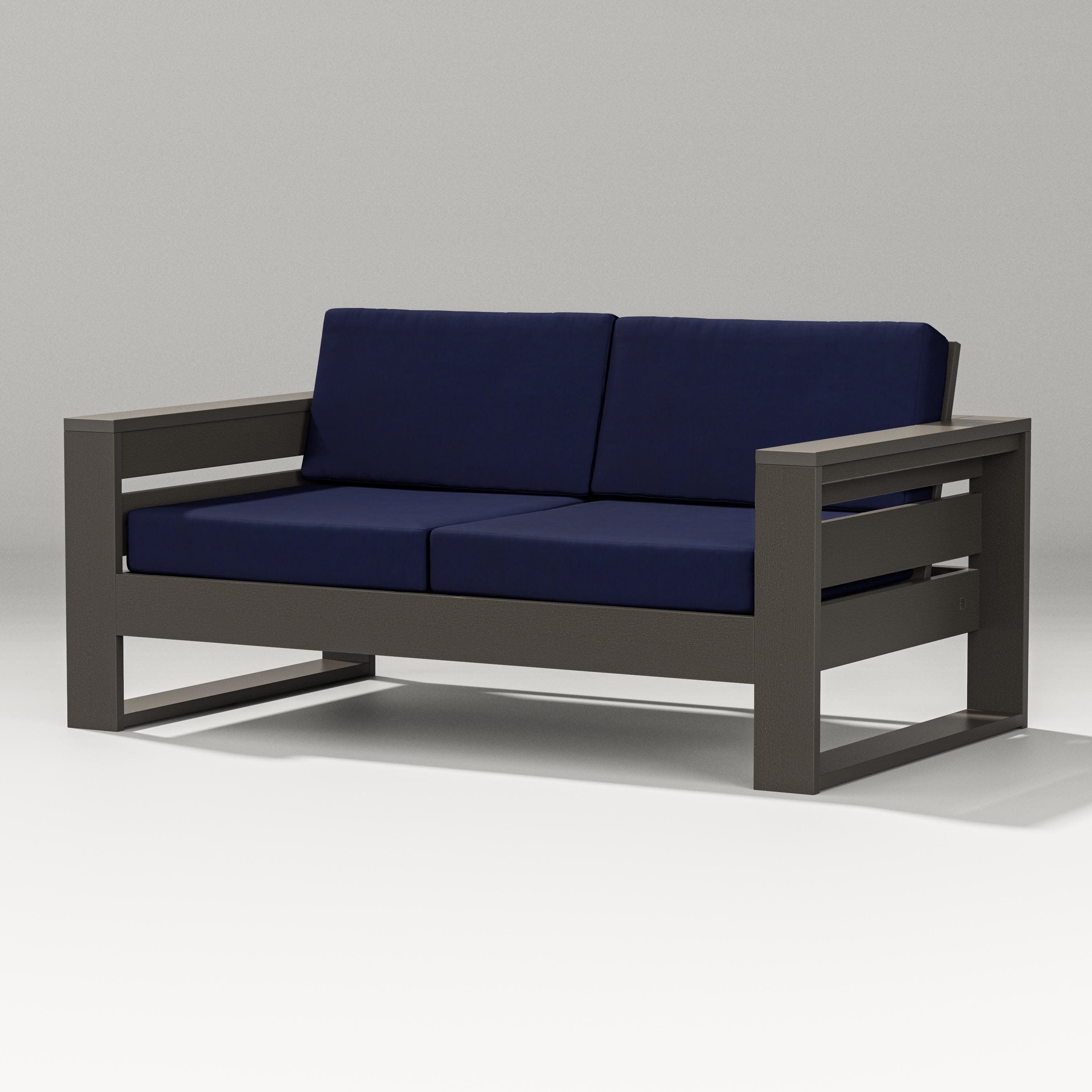 Latitude Loveseat in Vintage Coffee / Navy