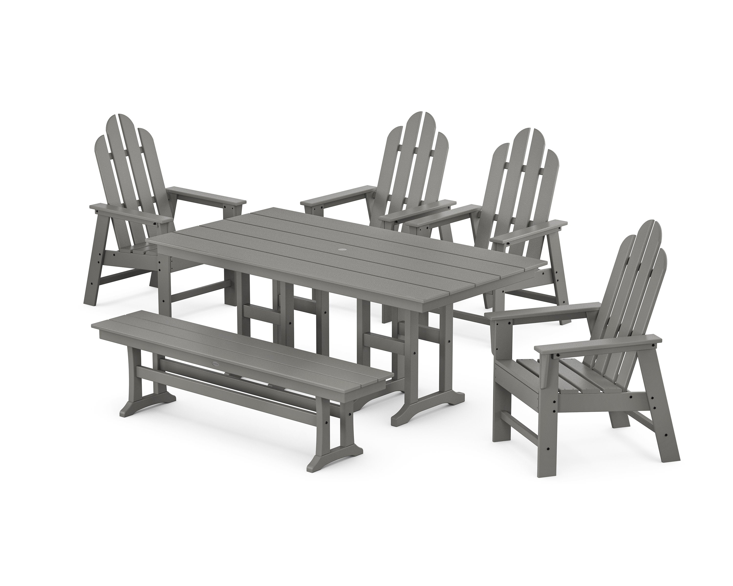 Long Island 6-Piece Farmhouse Dining Set with Bench in Slate Grey