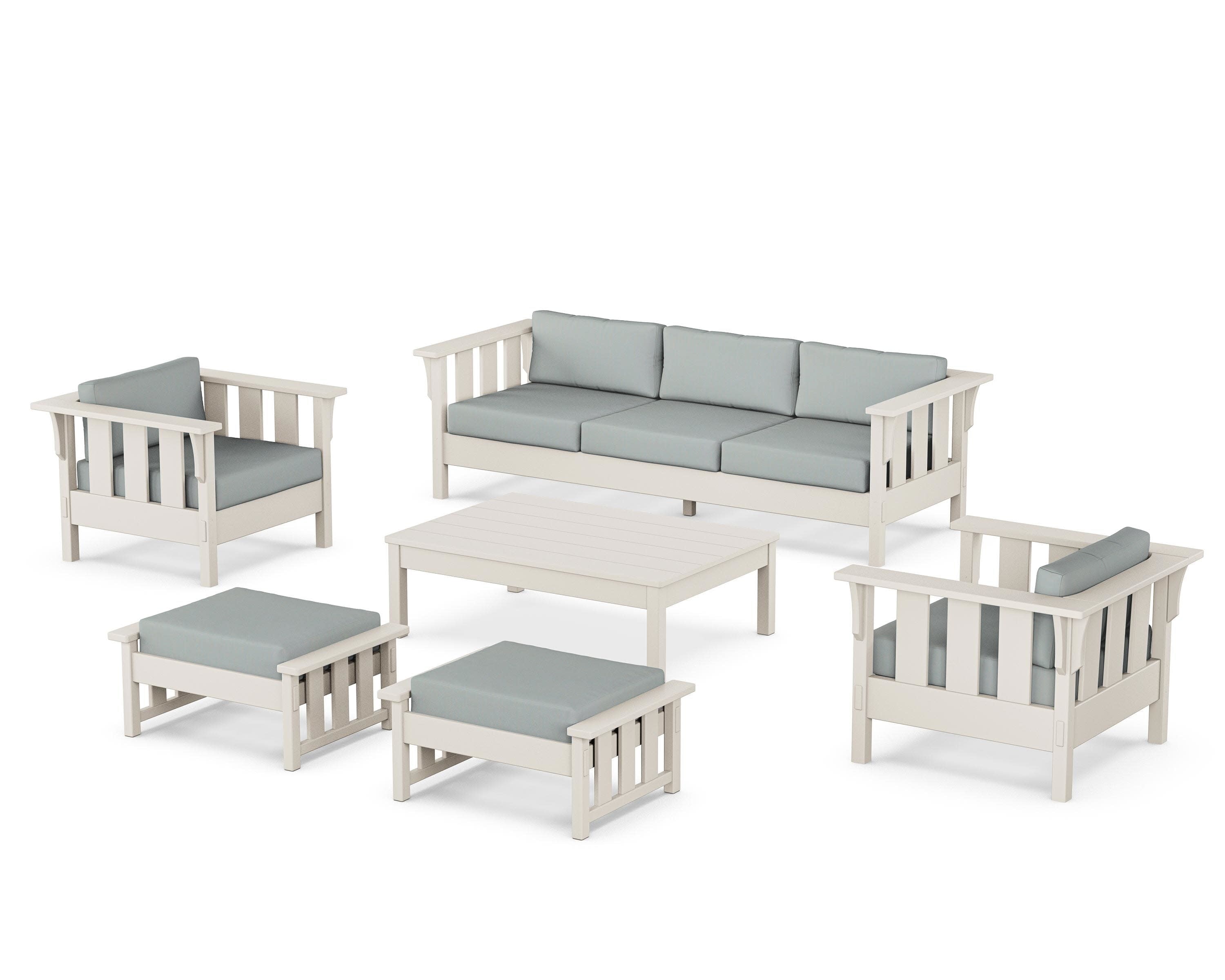 Acadia 6-Piece Lounge Sofa Set in Sand / Spa