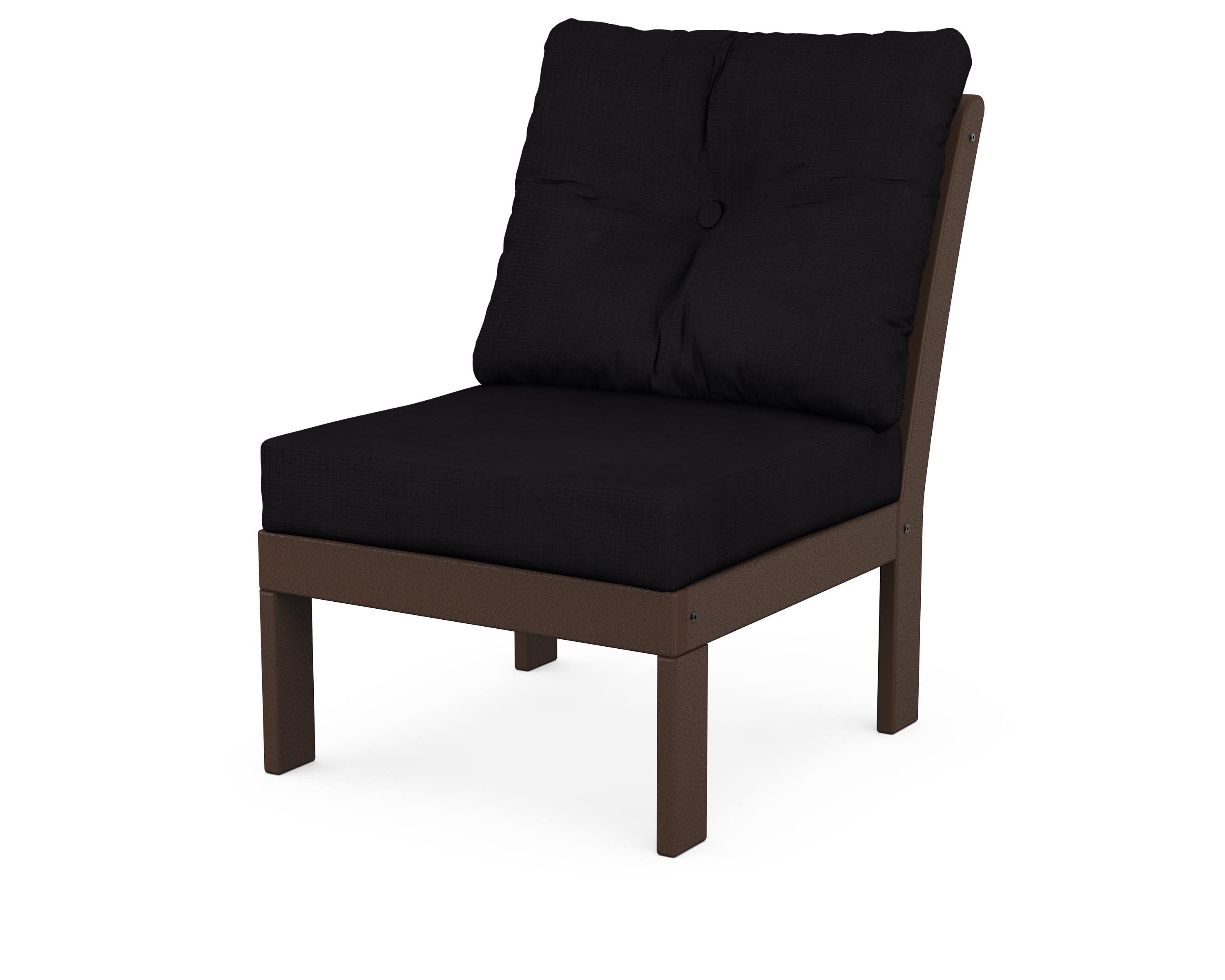 Vineyard Modular Armless Chair in Mahogany / Midnight Linen