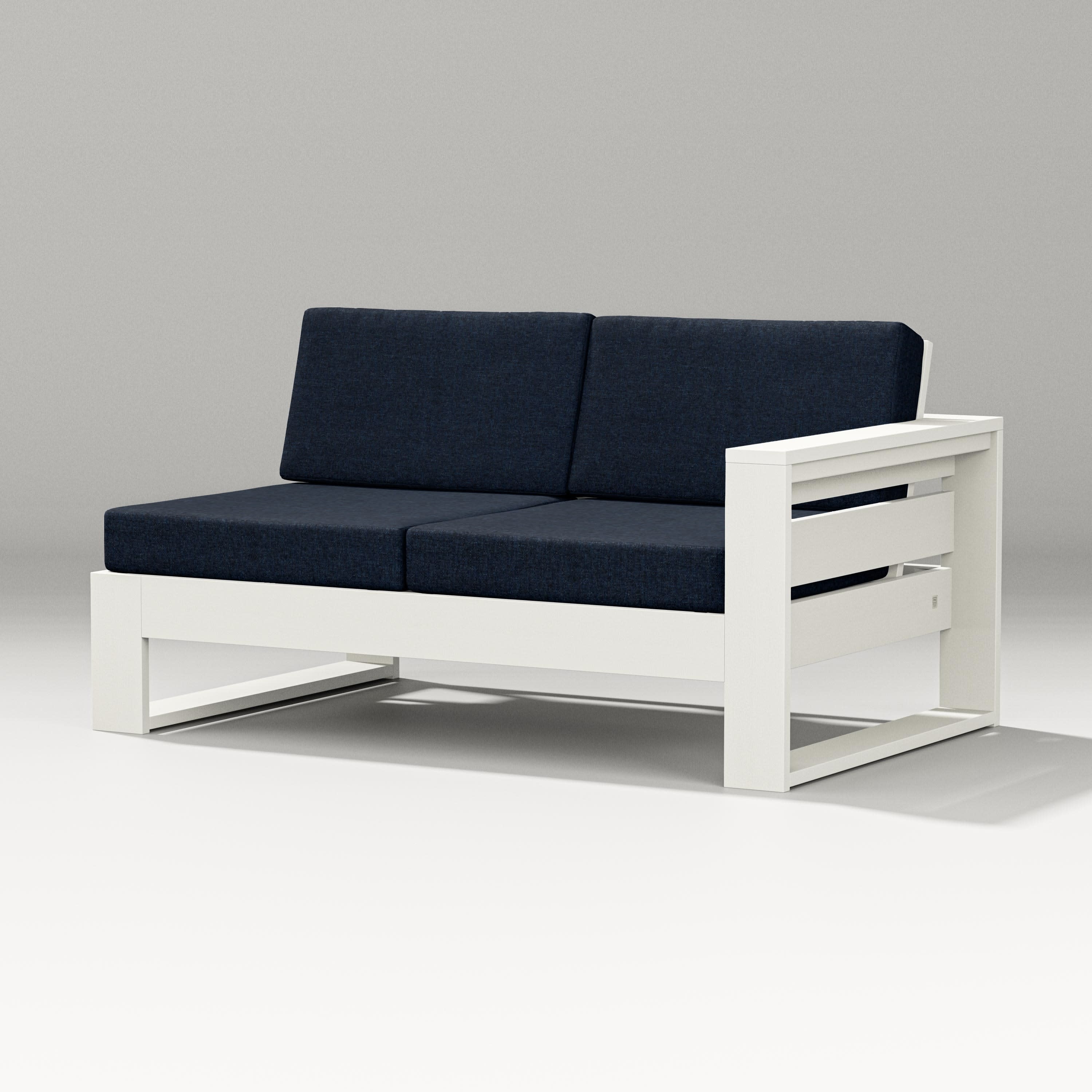 Latitude Modular Right Arm Loveseat in Vintage White / Marine Indigo