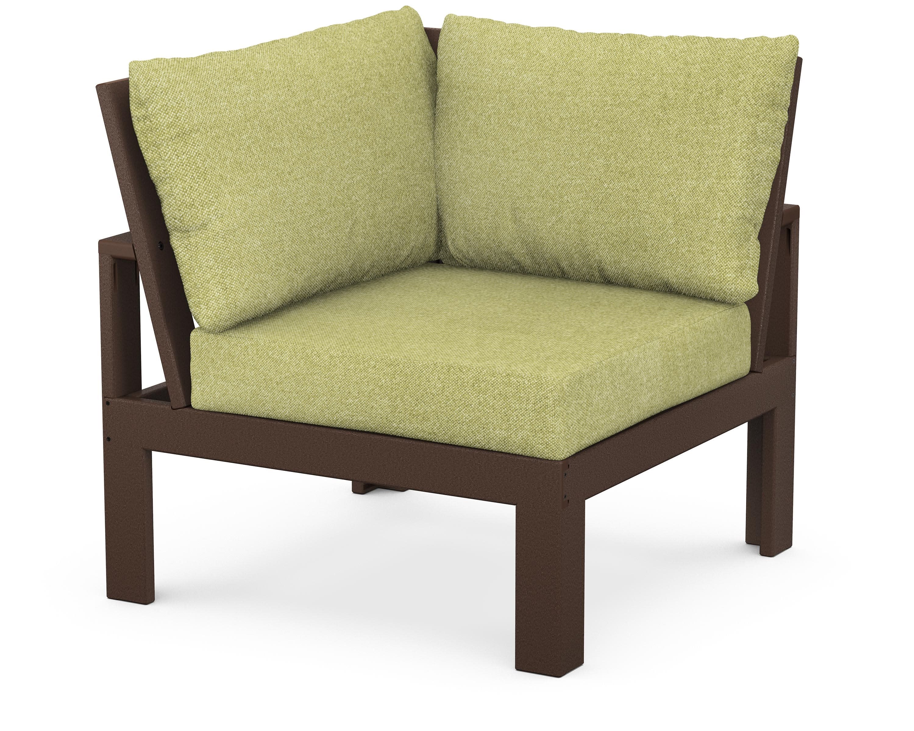 Modular Corner Chair in Mahogany / Chartreuse Boucle