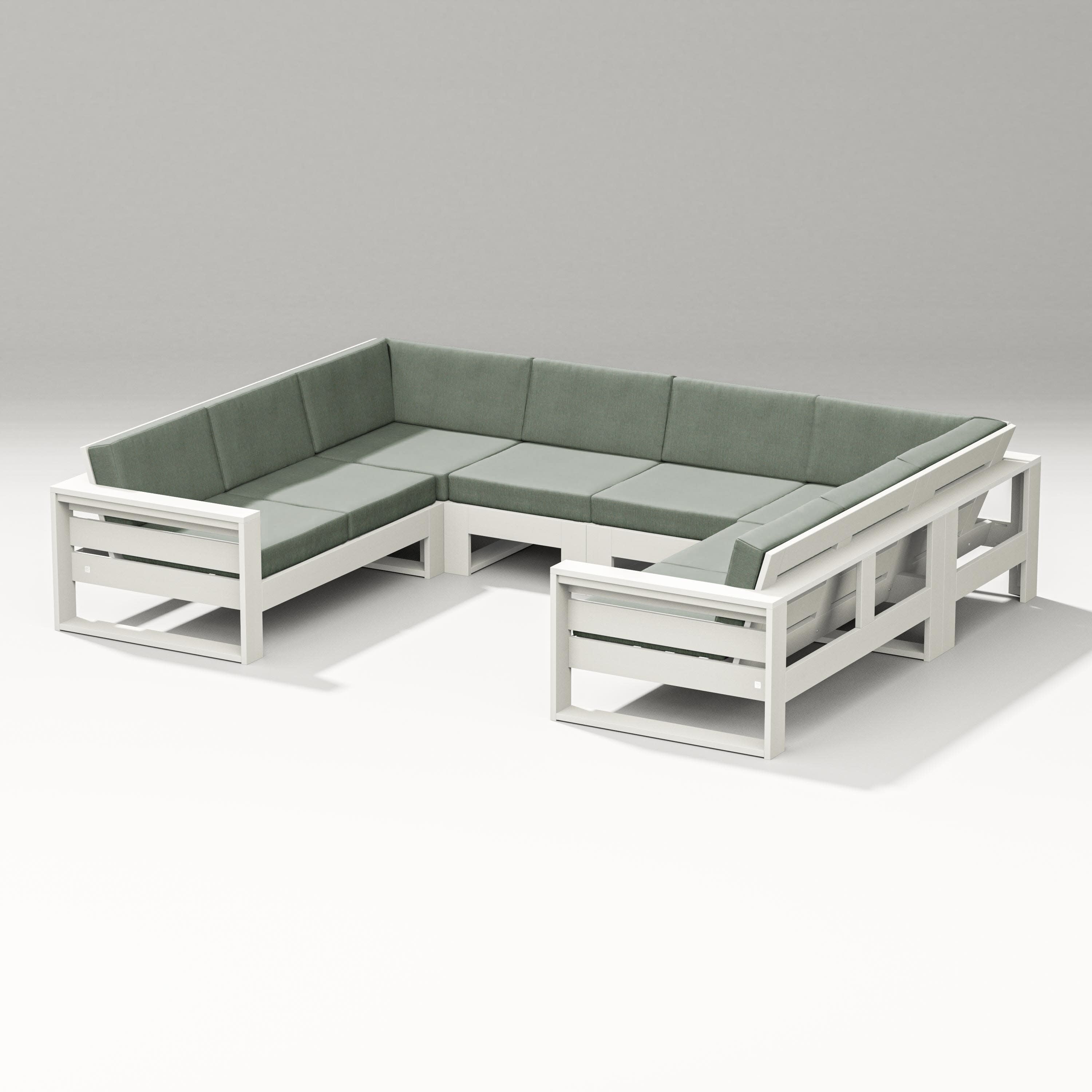 Latitude U-Shaped Sectional in Vintage White / Cast Sage
