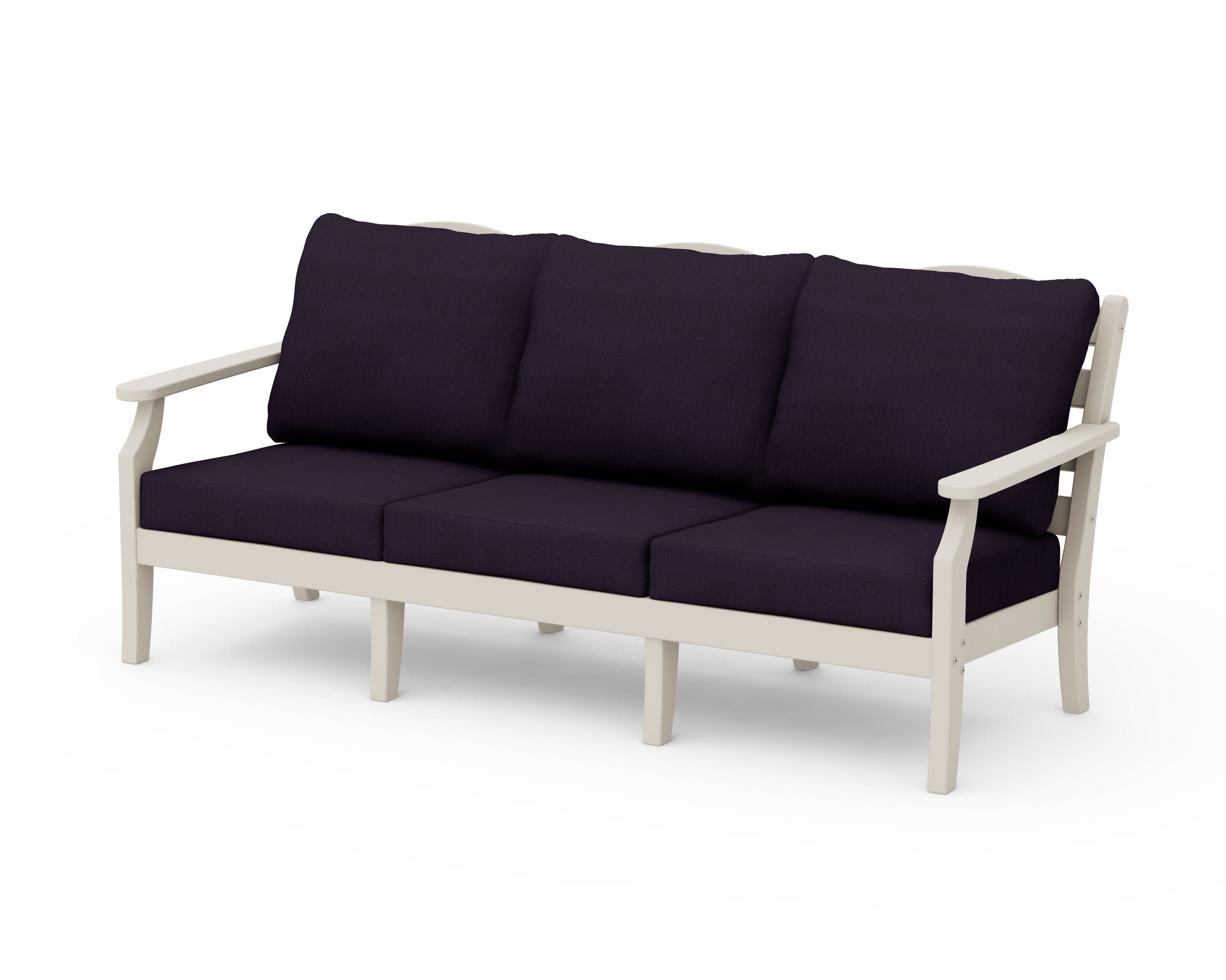 Savannah Deep Seating Sofa in Sand / Navy Linen